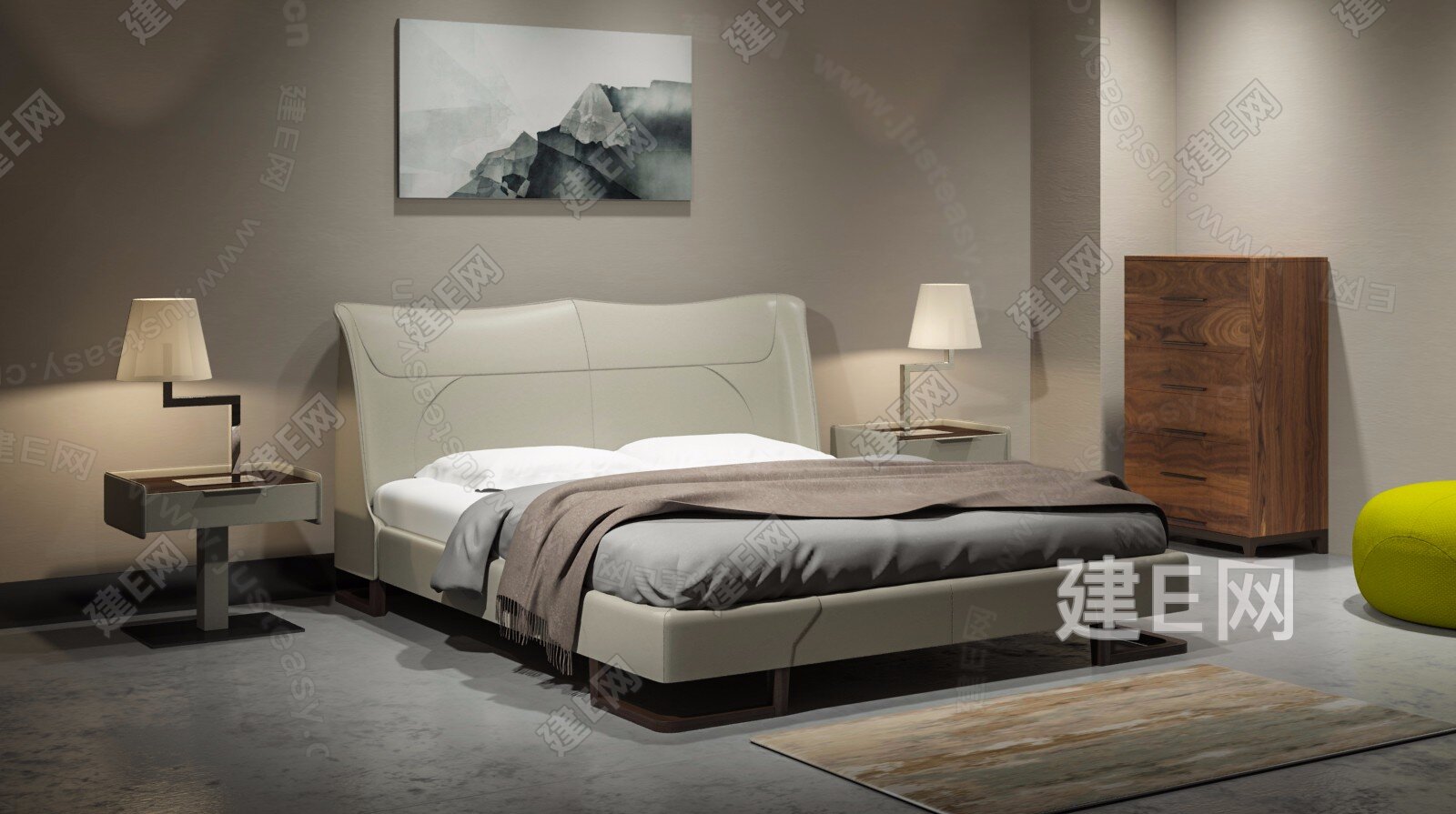 意大利 giorgetti 现代双人床[模型id:286234]