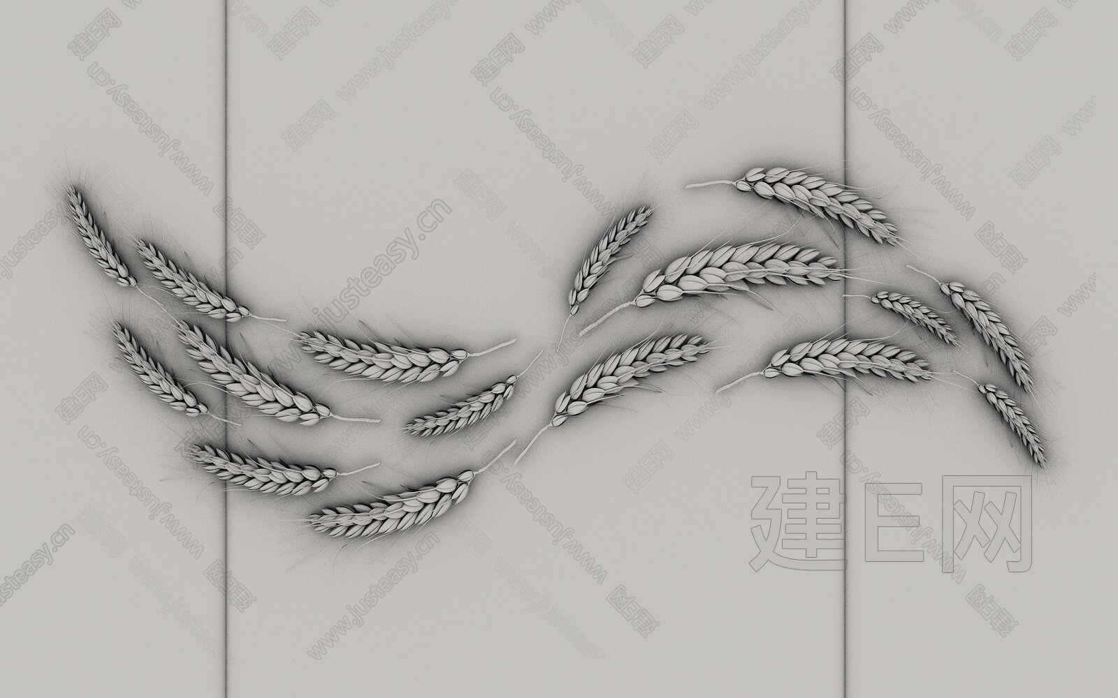 现代麦穗金属墙饰3d模型