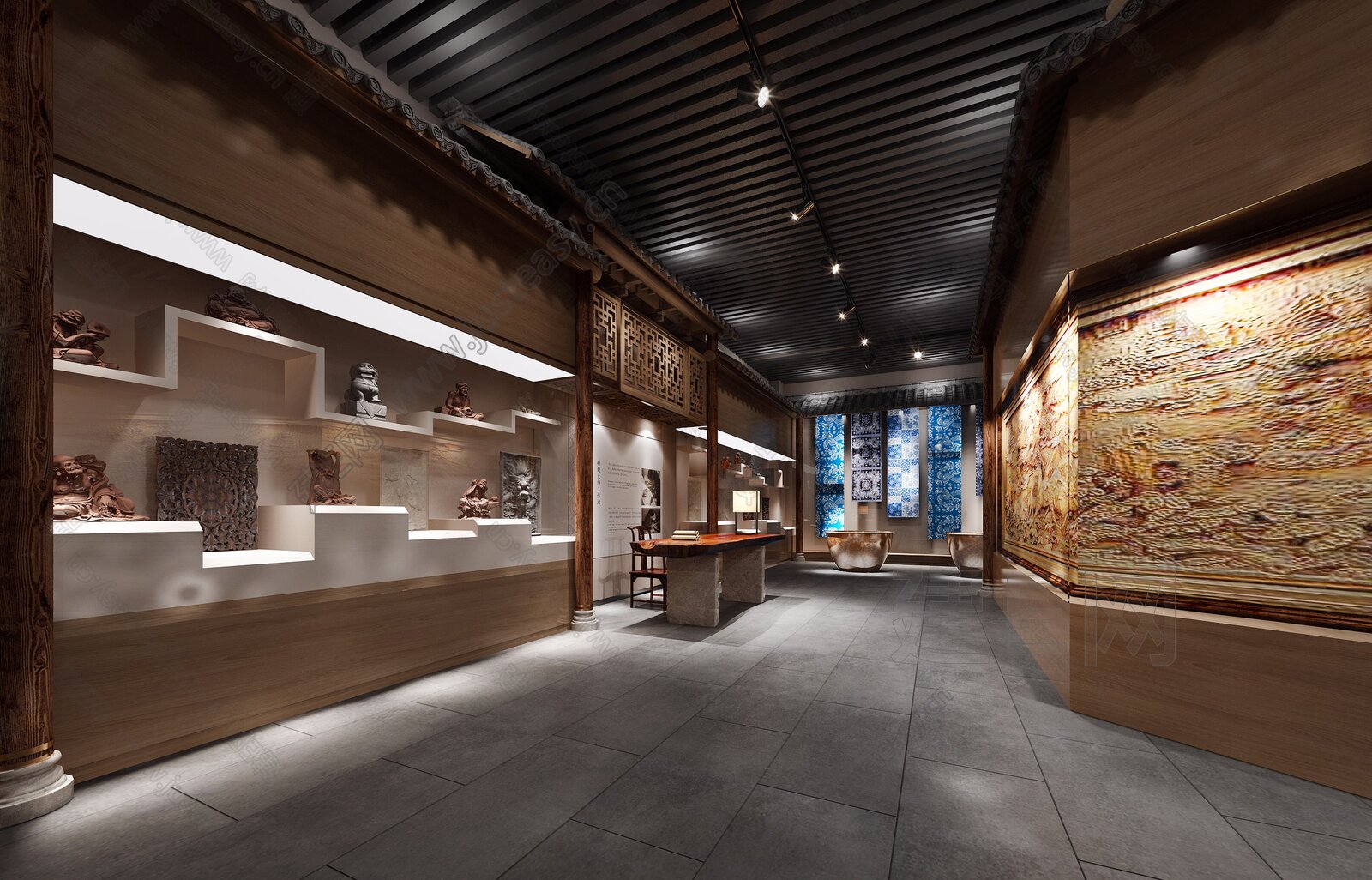 中式印染布传统技术展厅[模型id:295770]