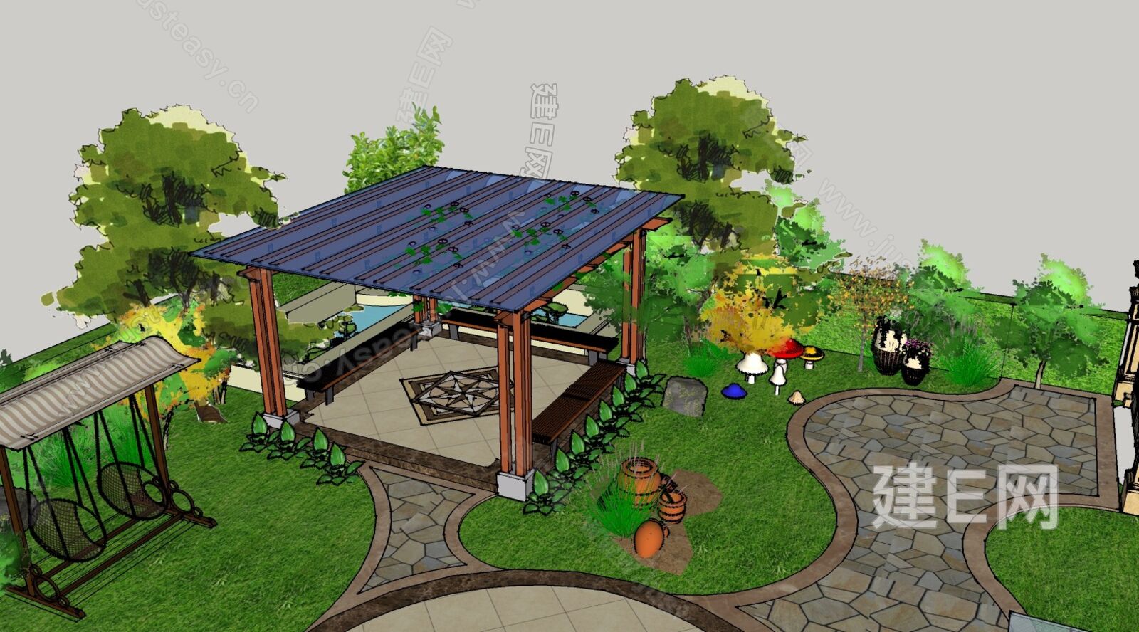 庭院景观sketchup模型