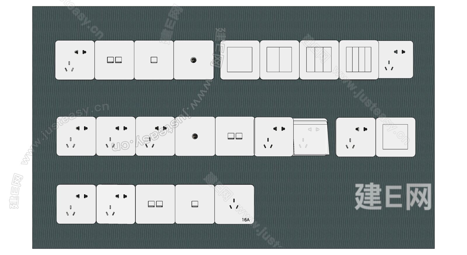 现代开关插座-sketchup模型_sketchup模型库_建e室内设计网!