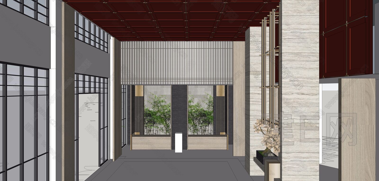 新中式酒店大堂[模型id:14927]