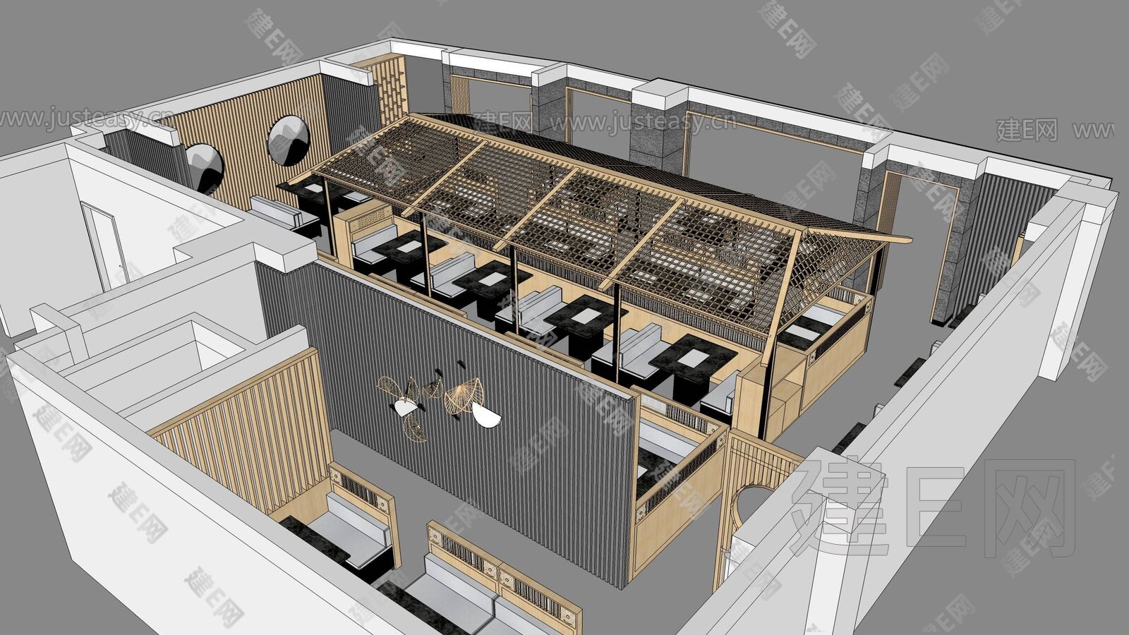 su模型首页 室内 工装 餐饮空间 现代餐厅[模型id:17288]