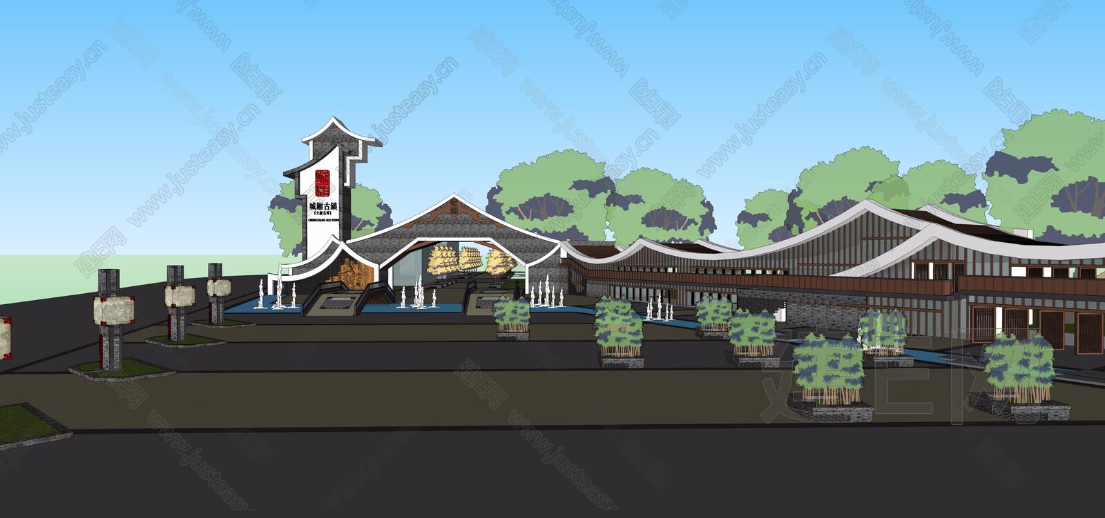 新中式大门游客服务中心