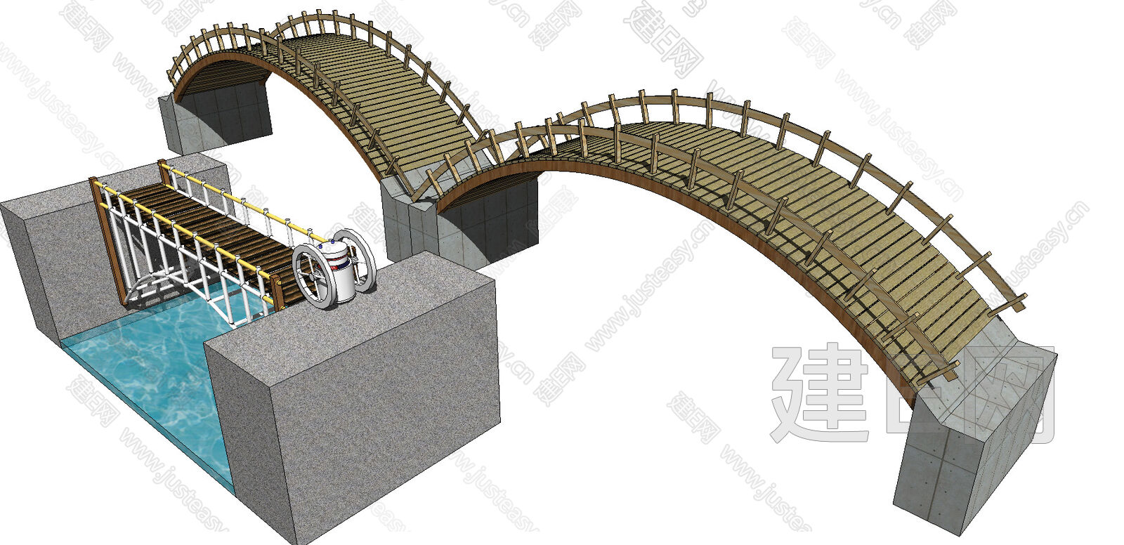 现代拱桥景观桥sketchup模型