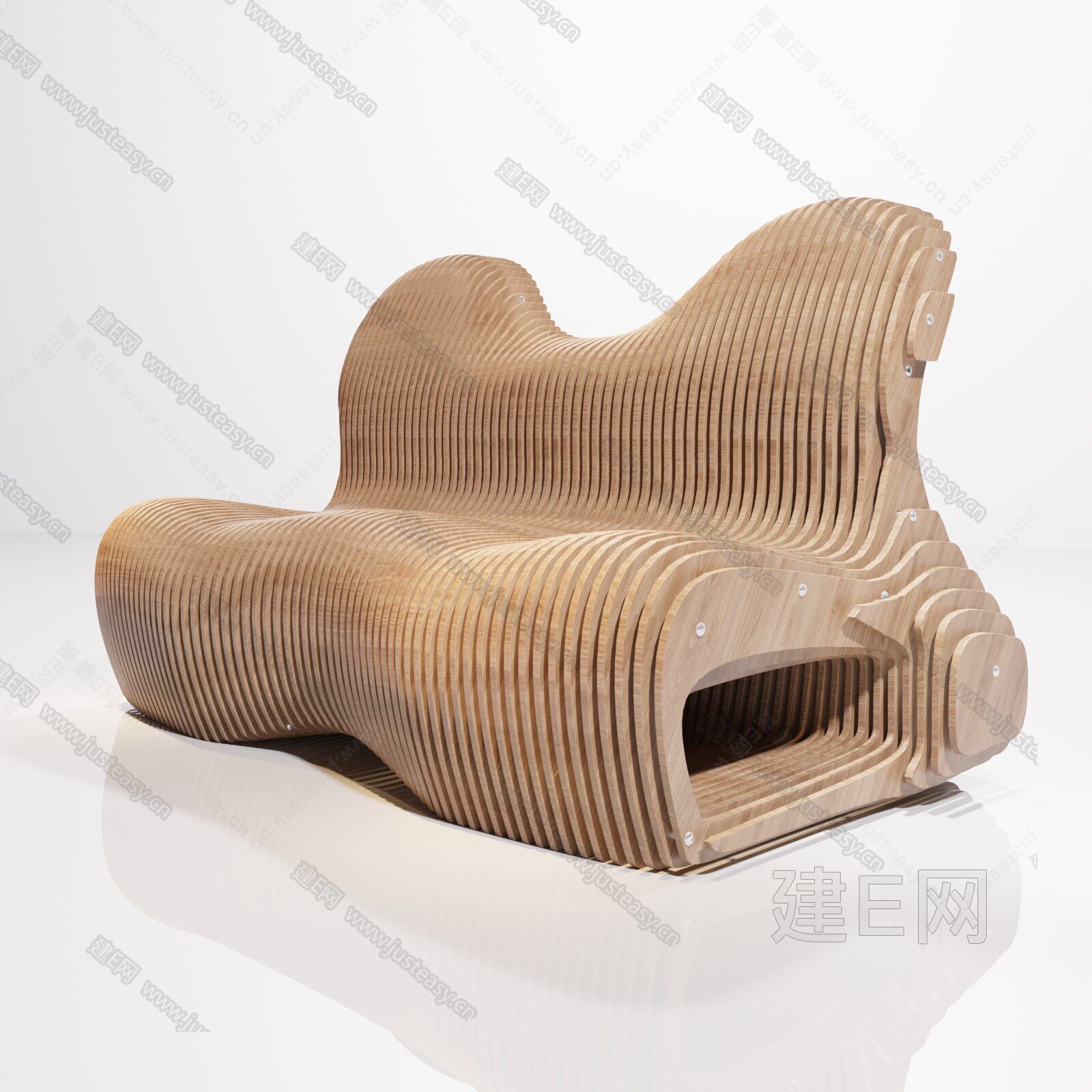 现代异形木质沙发[模型id:334957]