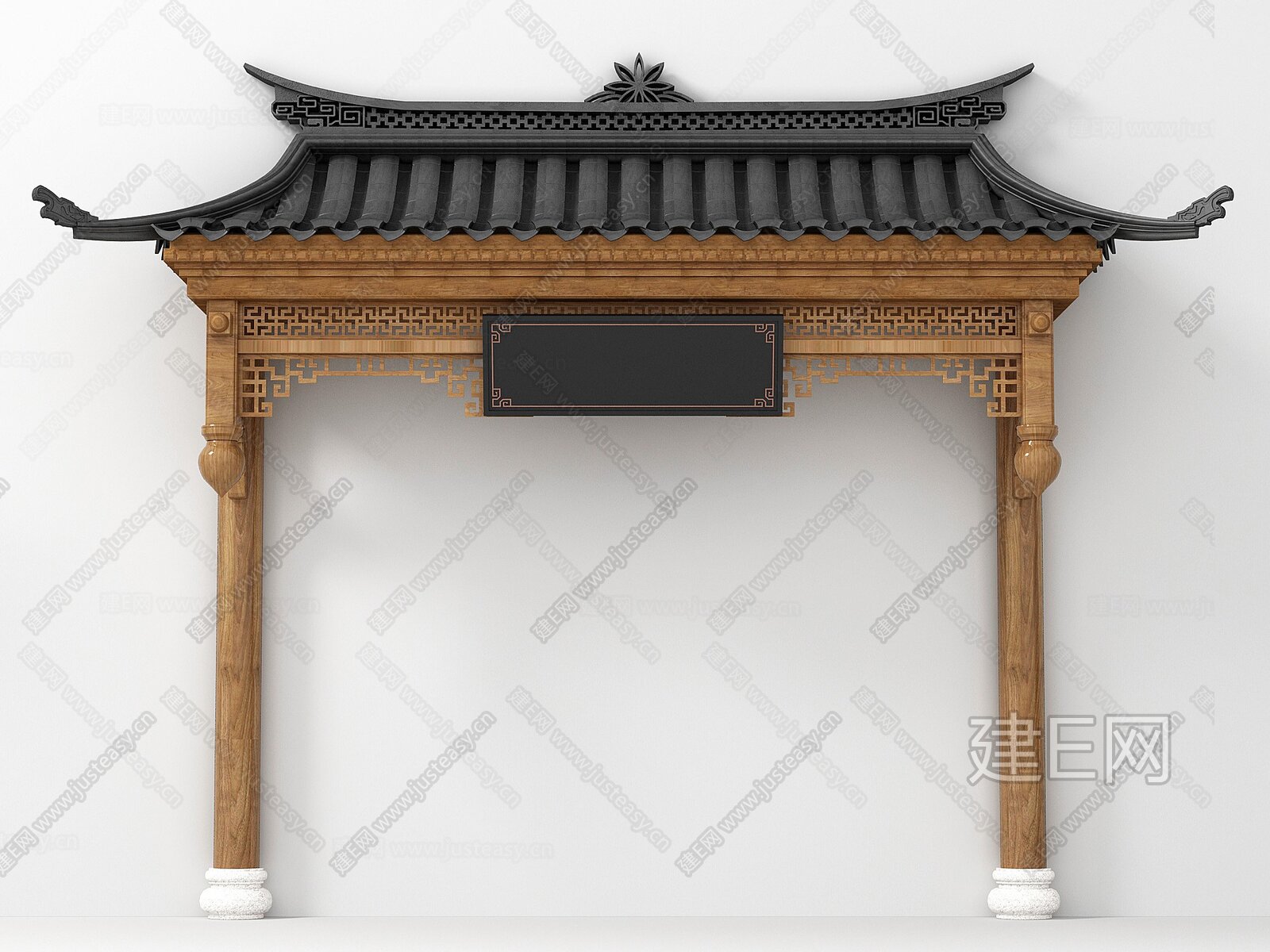 新中式门头屋檐3d模型