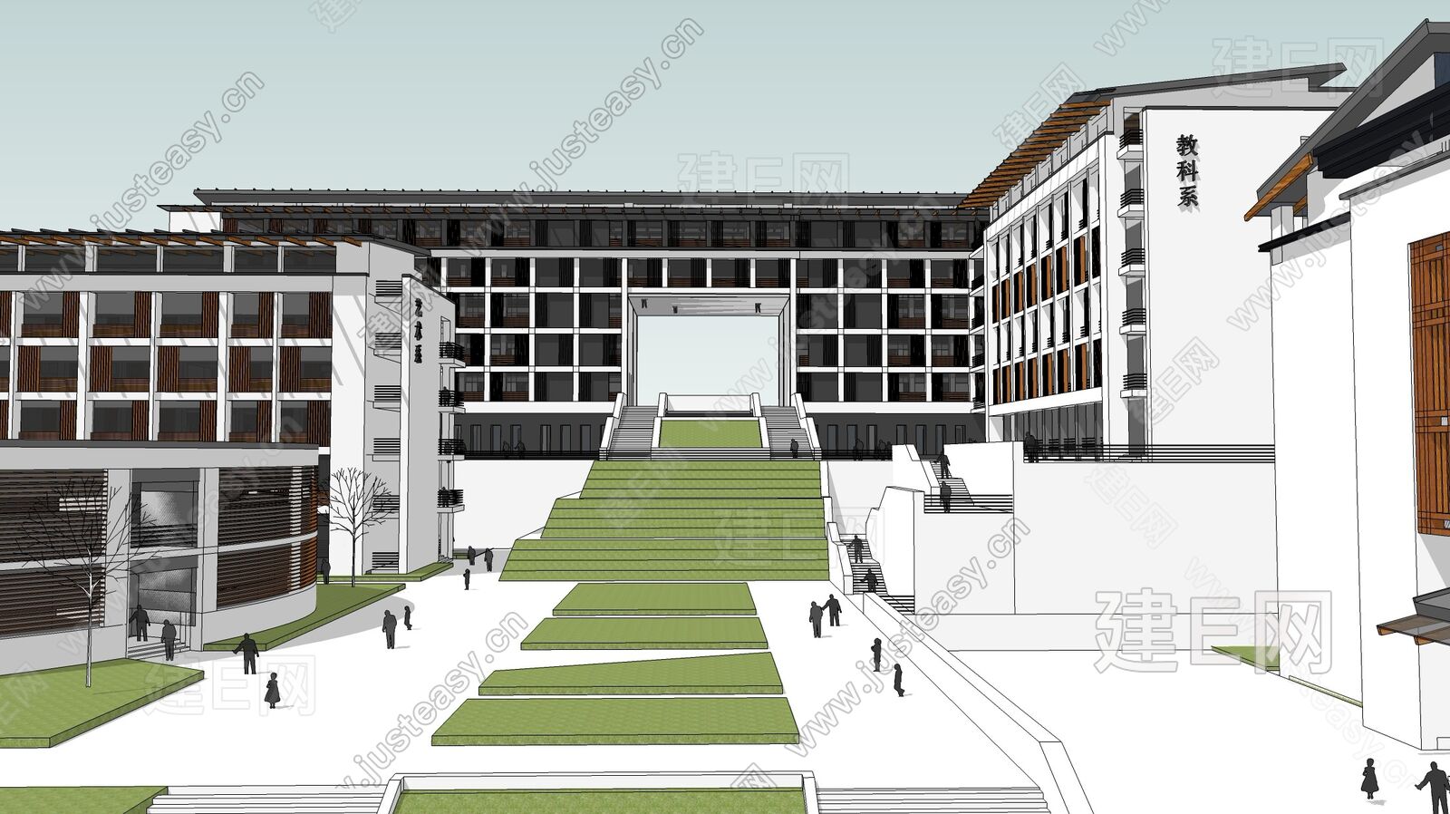 新中式风格高校教学楼宇建筑