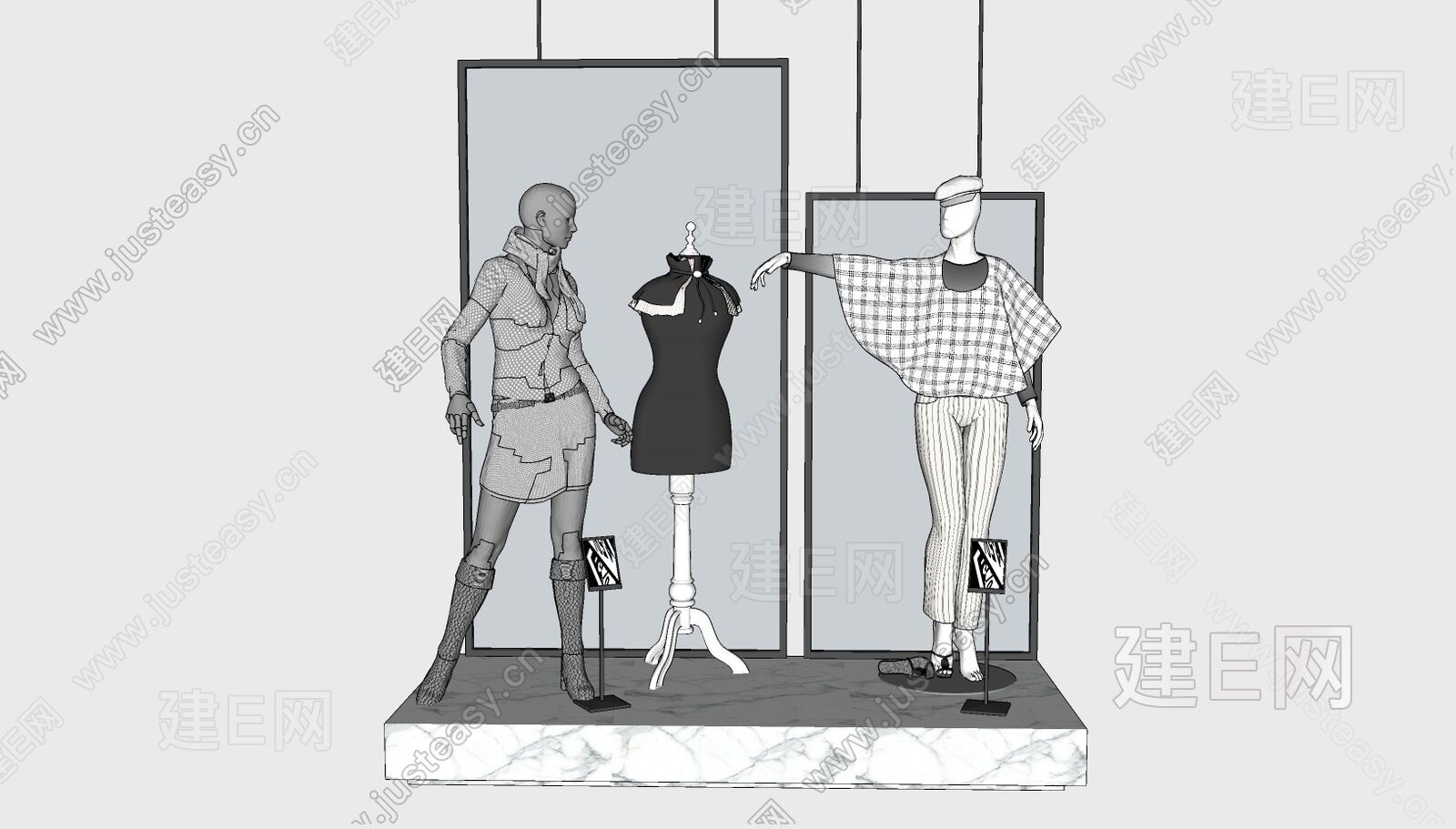 现代服装店模特sketchup模型