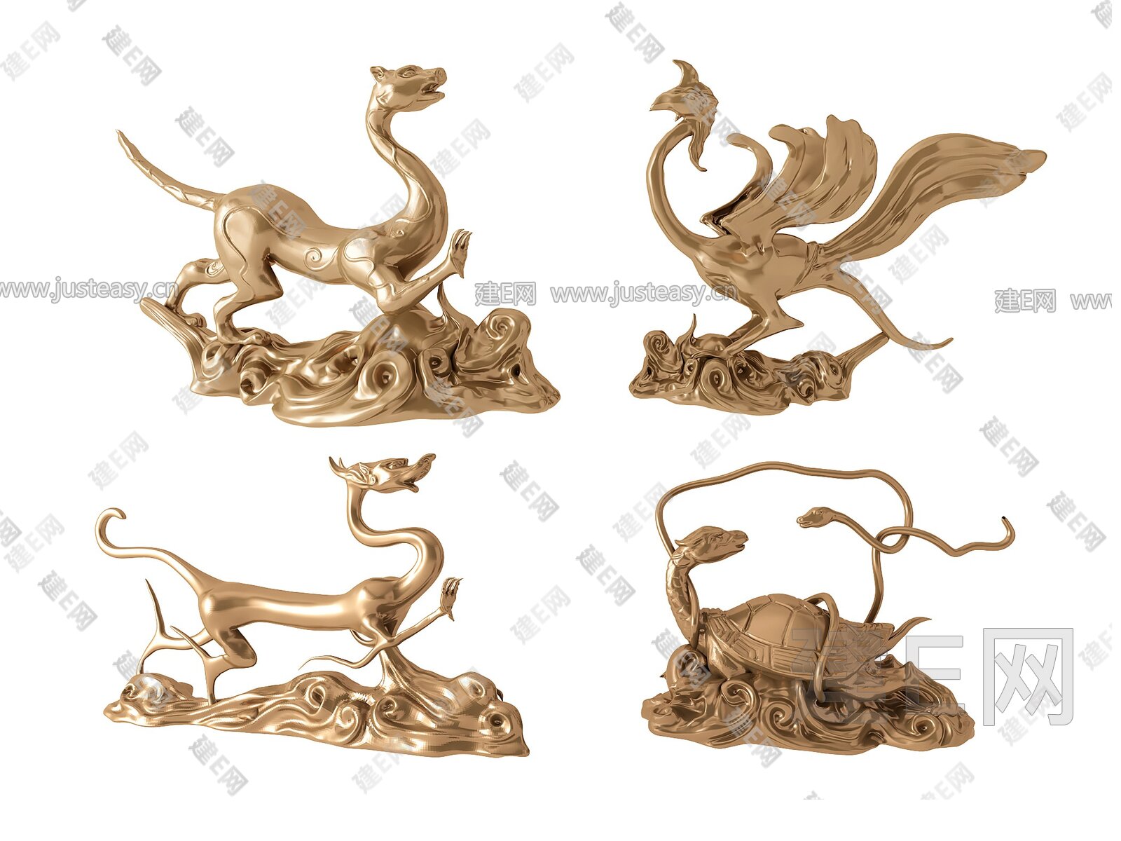 中式雕塑四大神兽