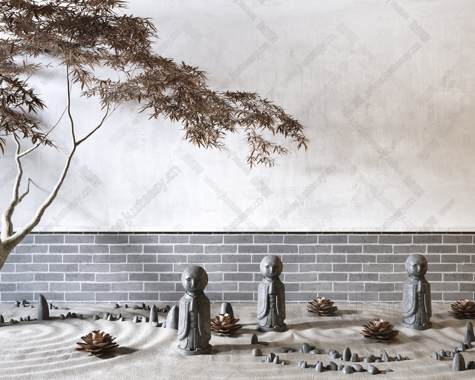 新中式禅意景观园艺雕塑小品3d模型