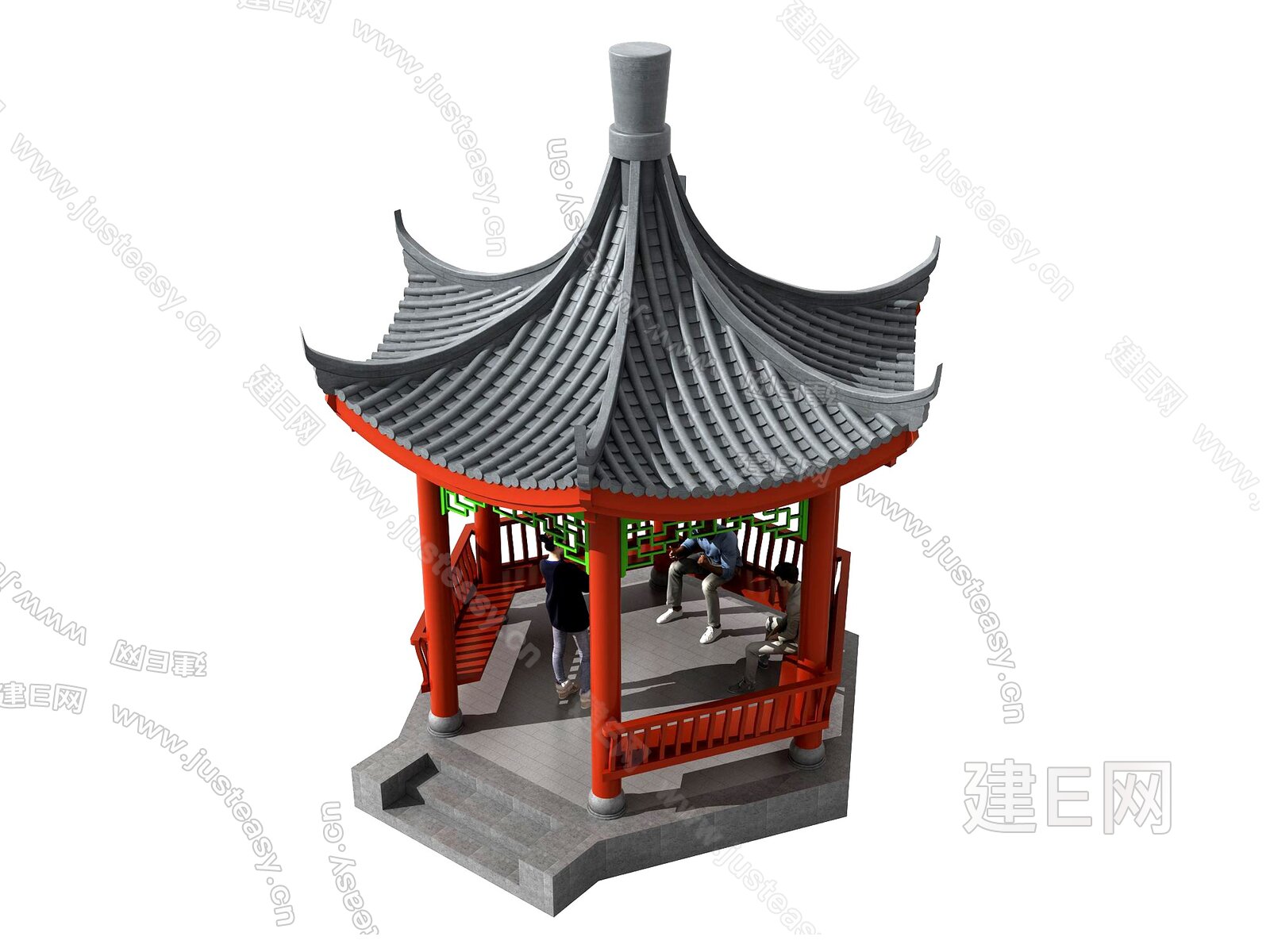 中式古建庭院凉亭亭子3d模型下载