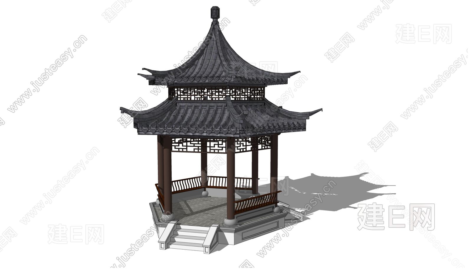 中式景观亭sketchup模型