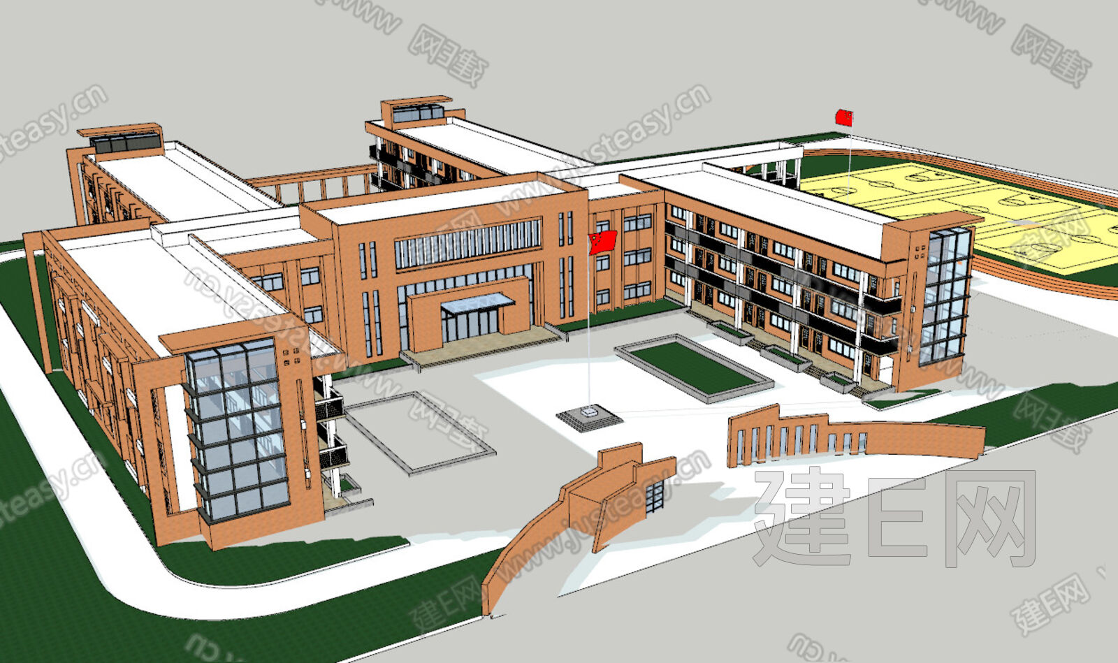 现代风格学校教学楼 办公楼sketchup模型