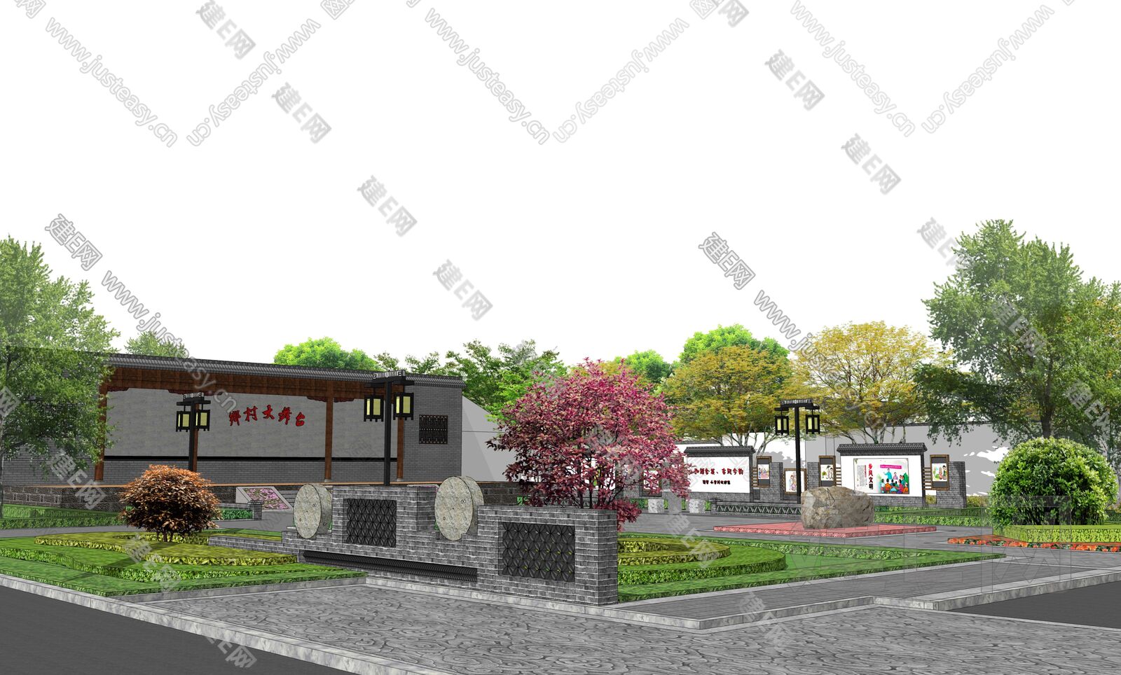 新农村民俗文化广场设计sketchup模型