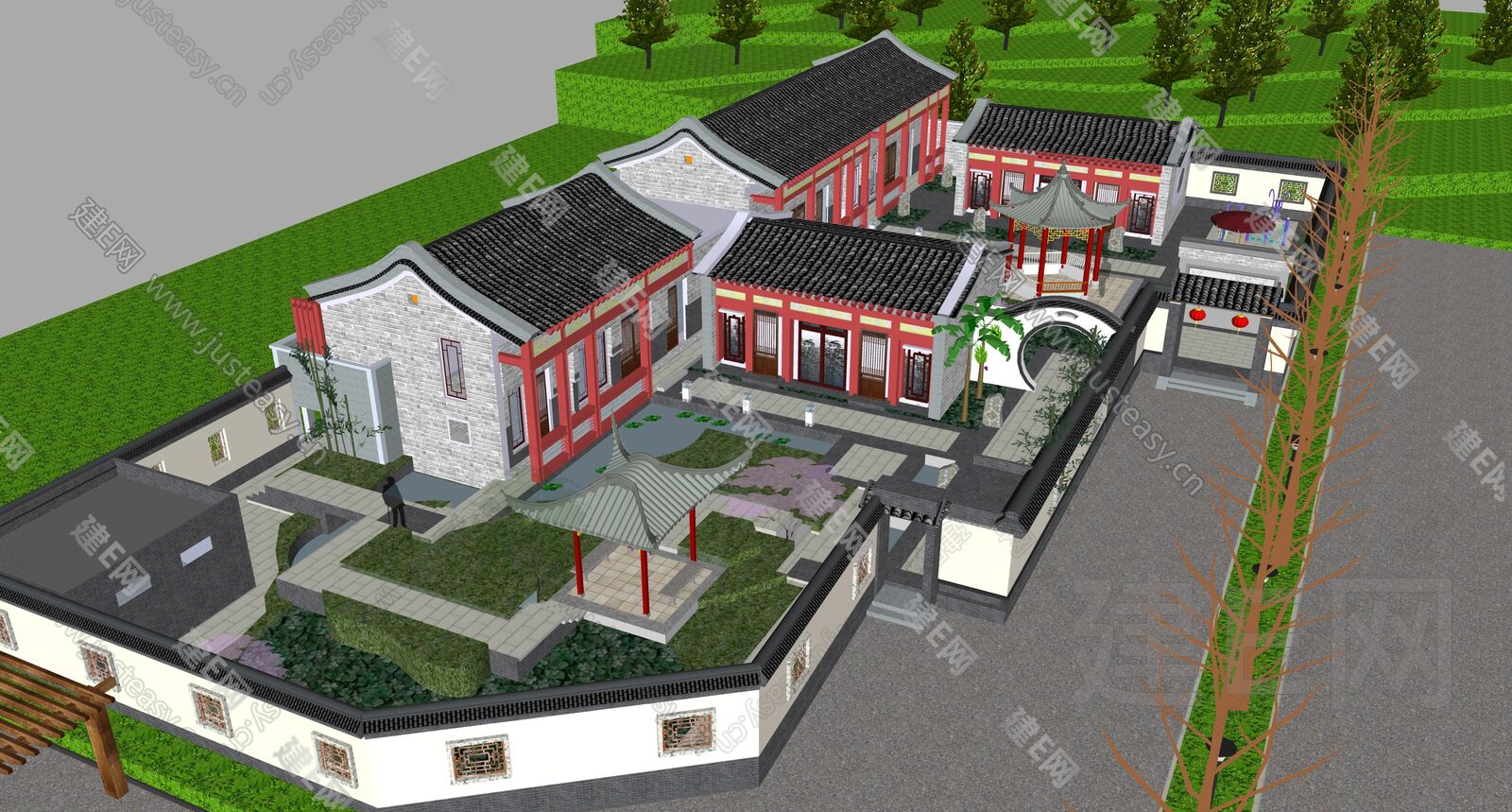 中式风格住宅别墅 sketchup模型