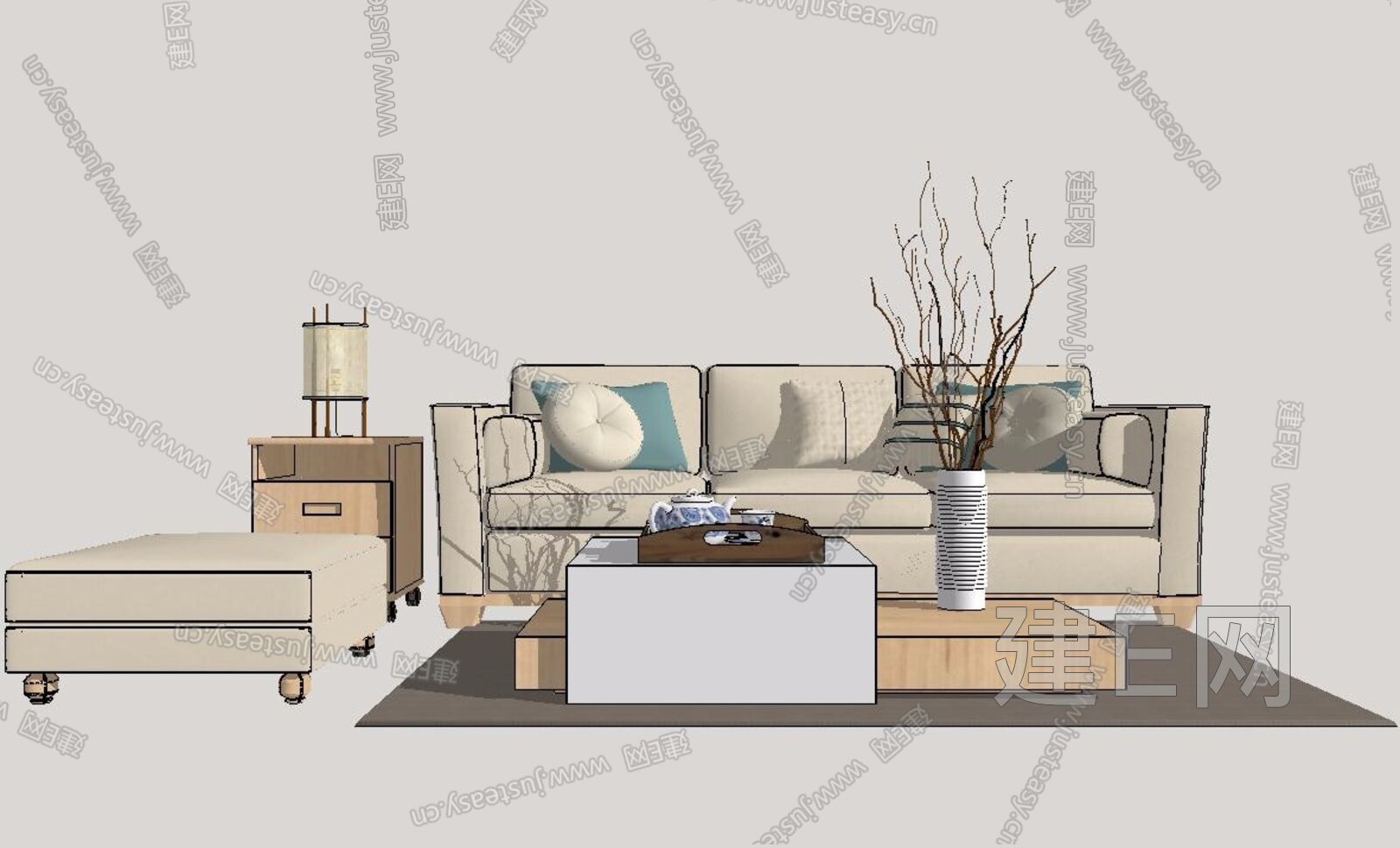 现代沙发茶几组合sketchup模型