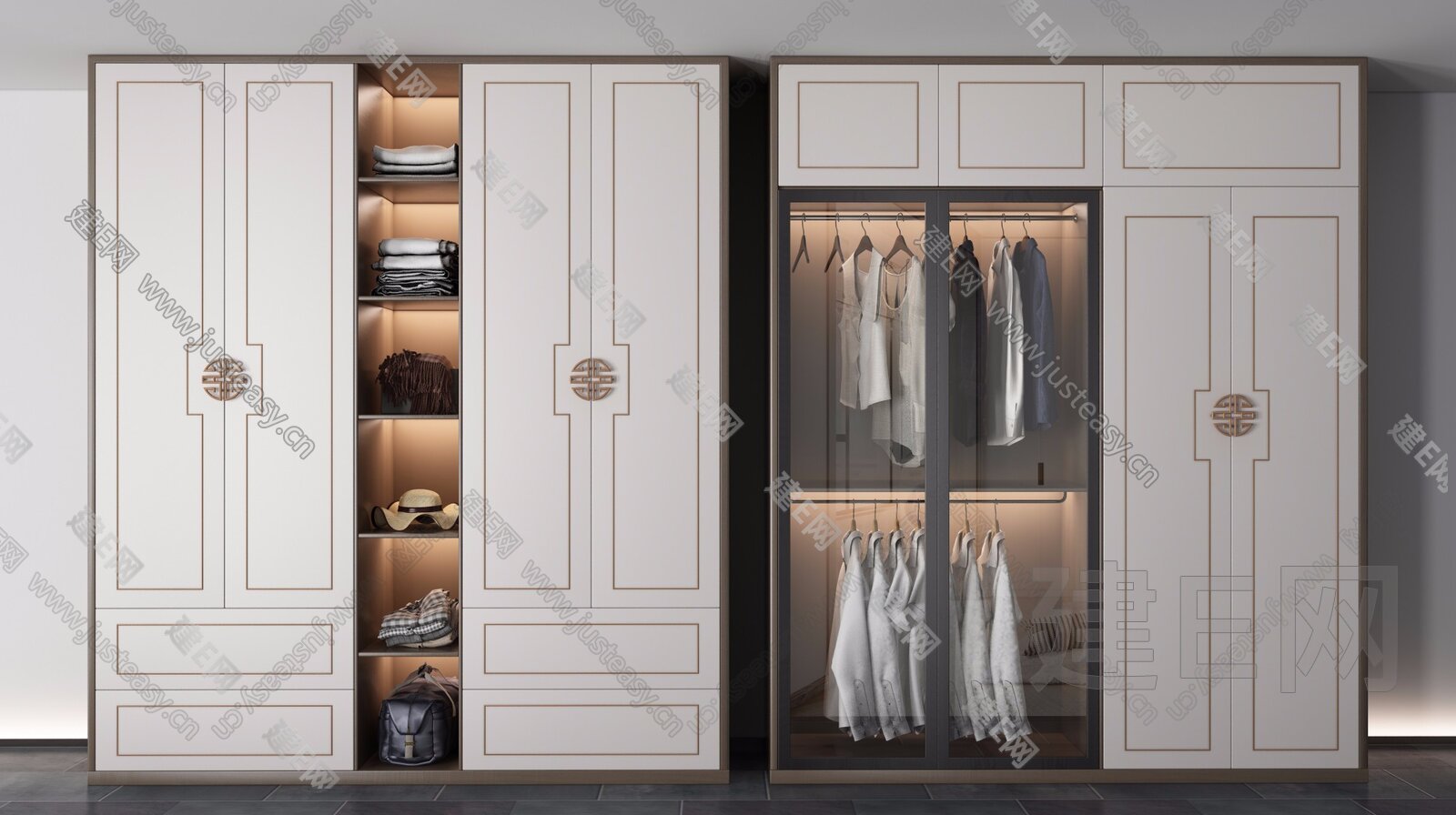 新中式衣柜组合3d模型