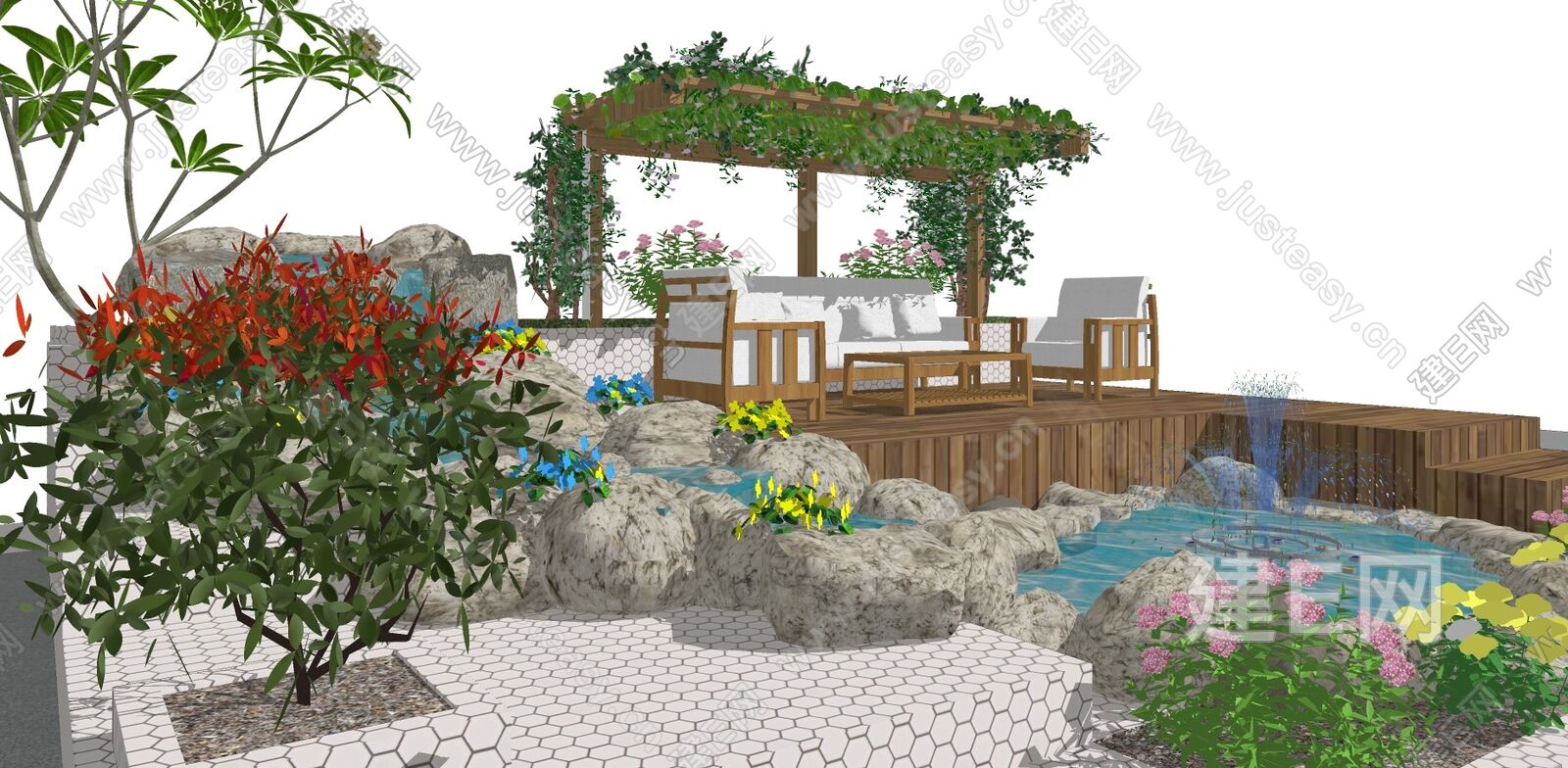 现代景观庭院sketchup模型