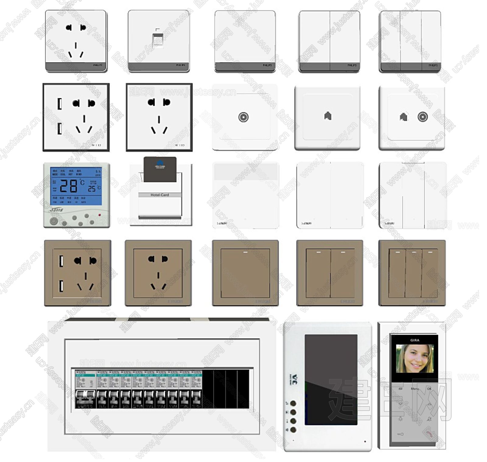 现代开关插座组合sketchup模型