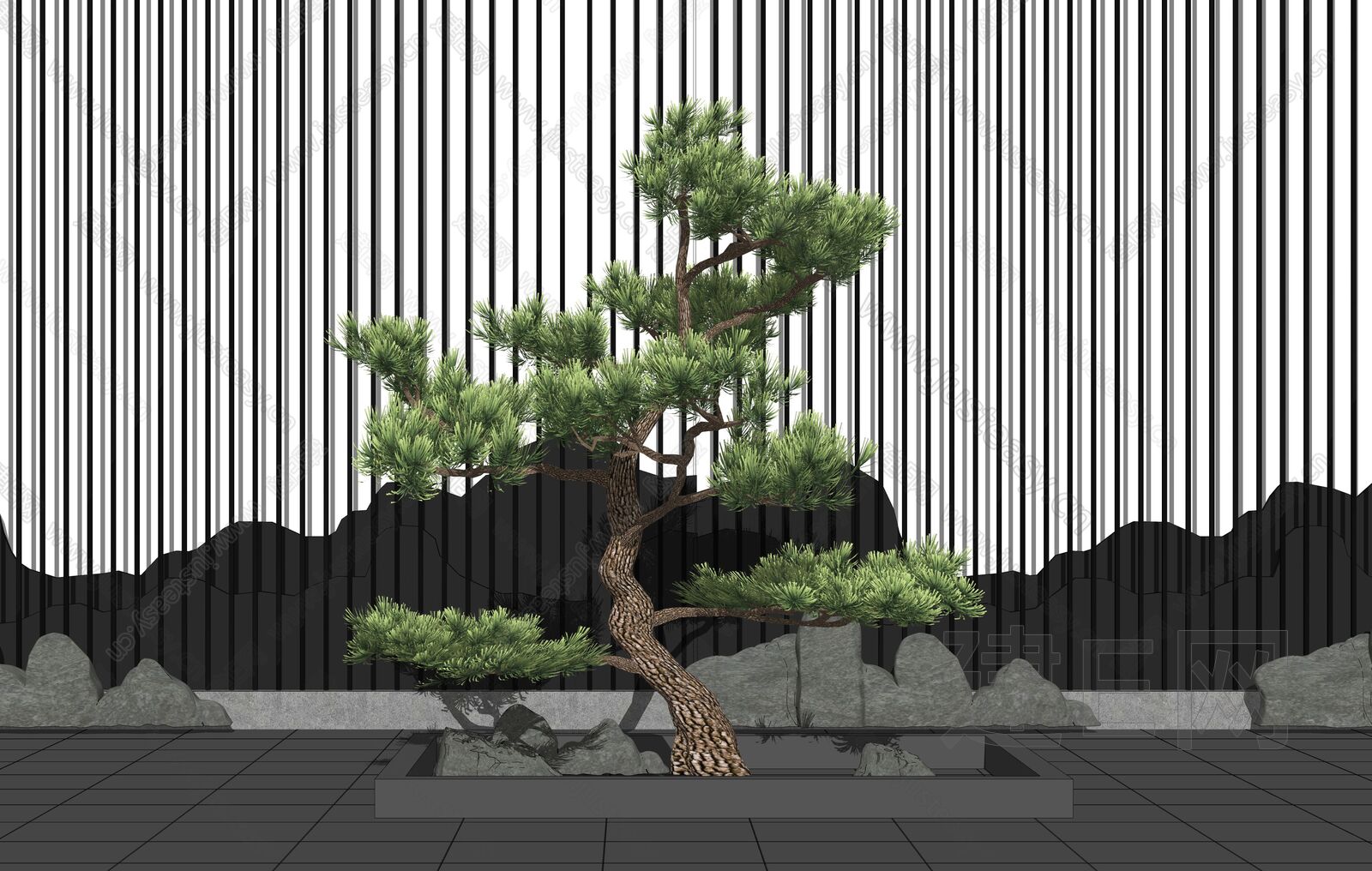 新中式景观小品sketchup模型