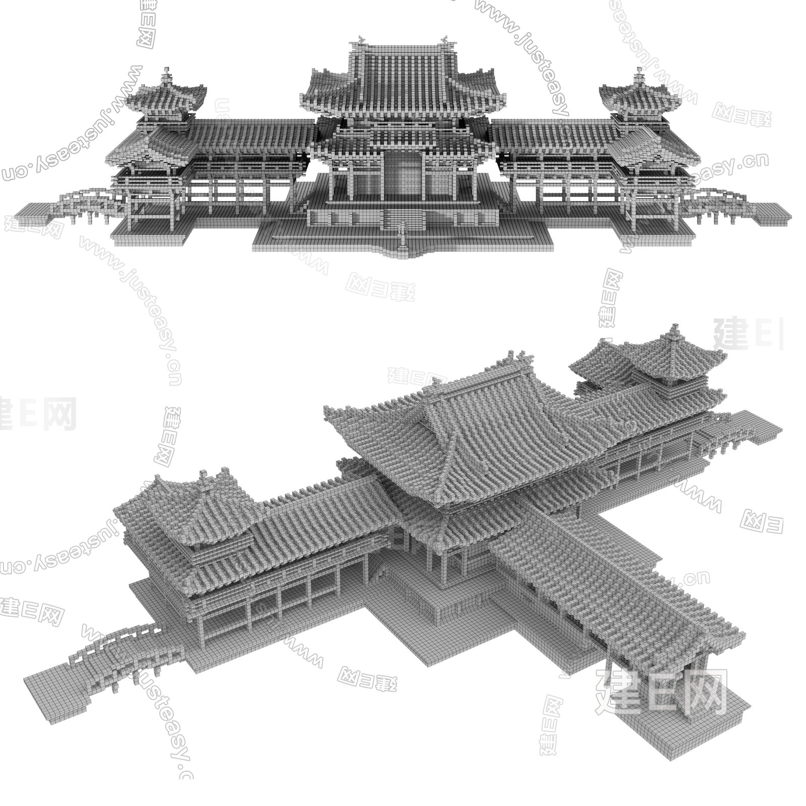 中式宫殿摆件3d模型