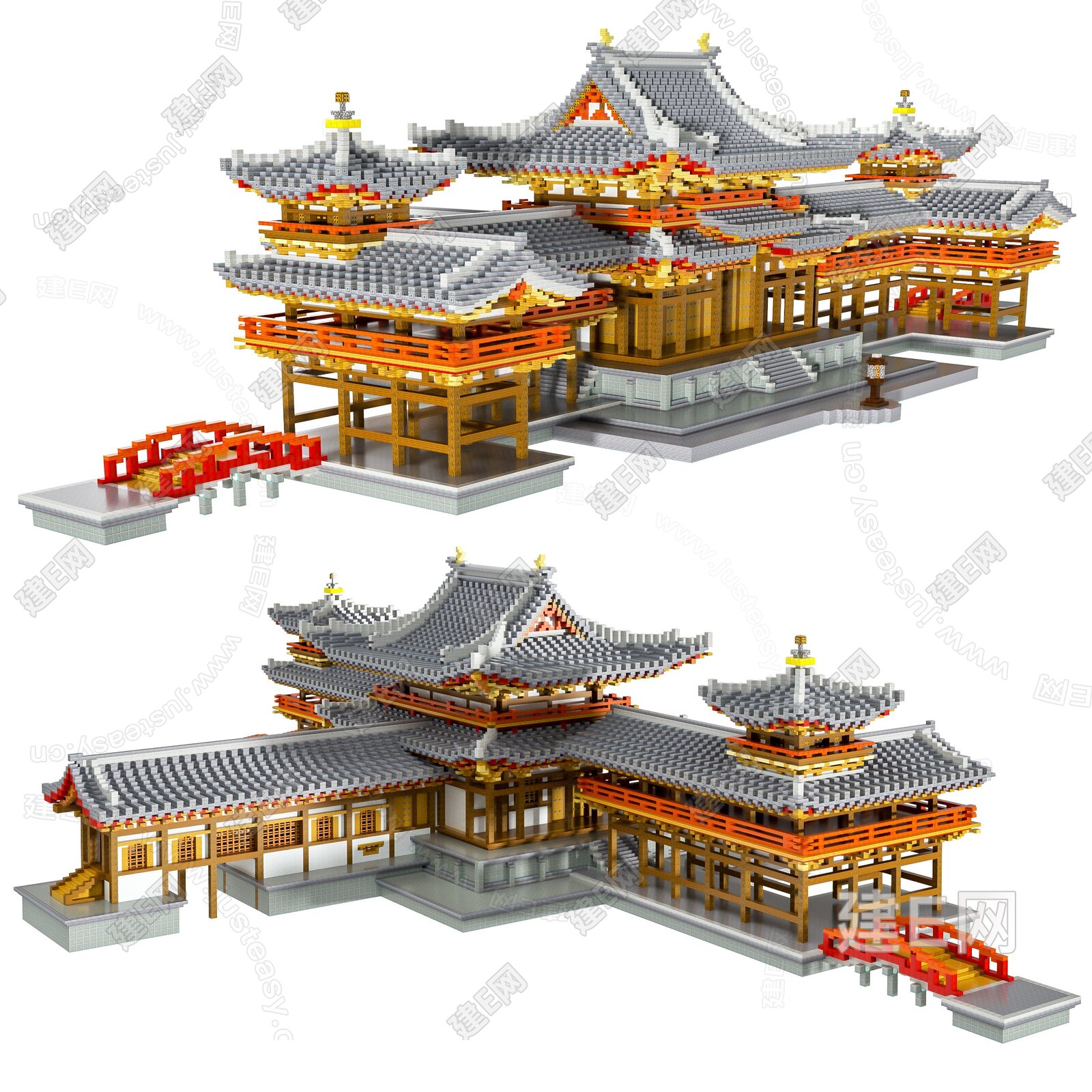 中式宫殿摆件3d模型