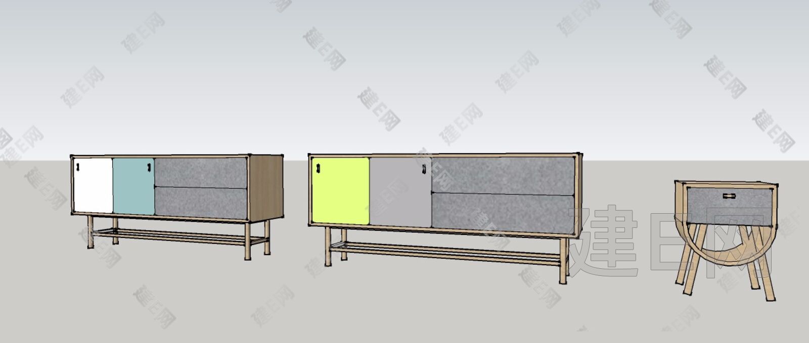 北欧电视柜sketchup模型