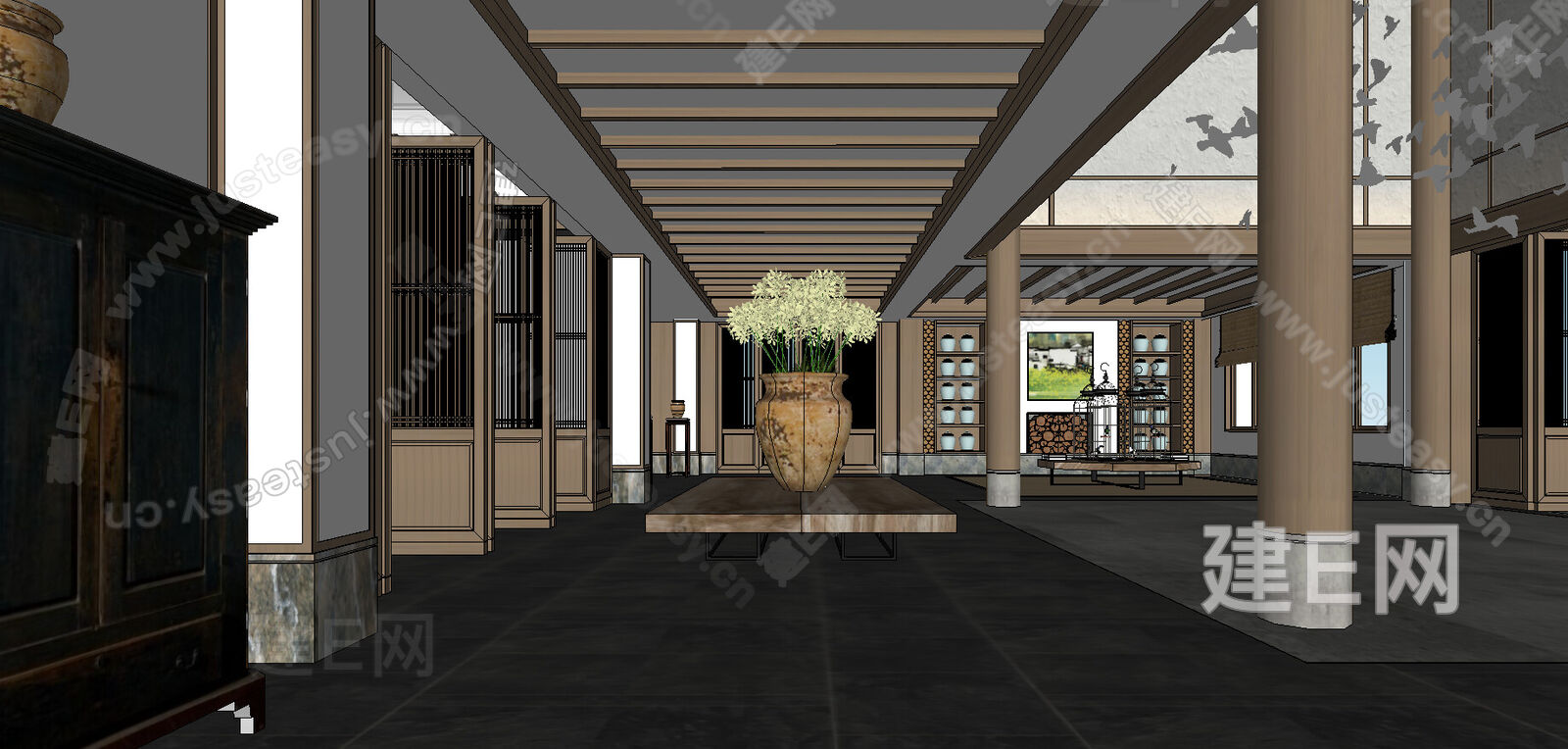 新中式风格民宿 sketchup模型