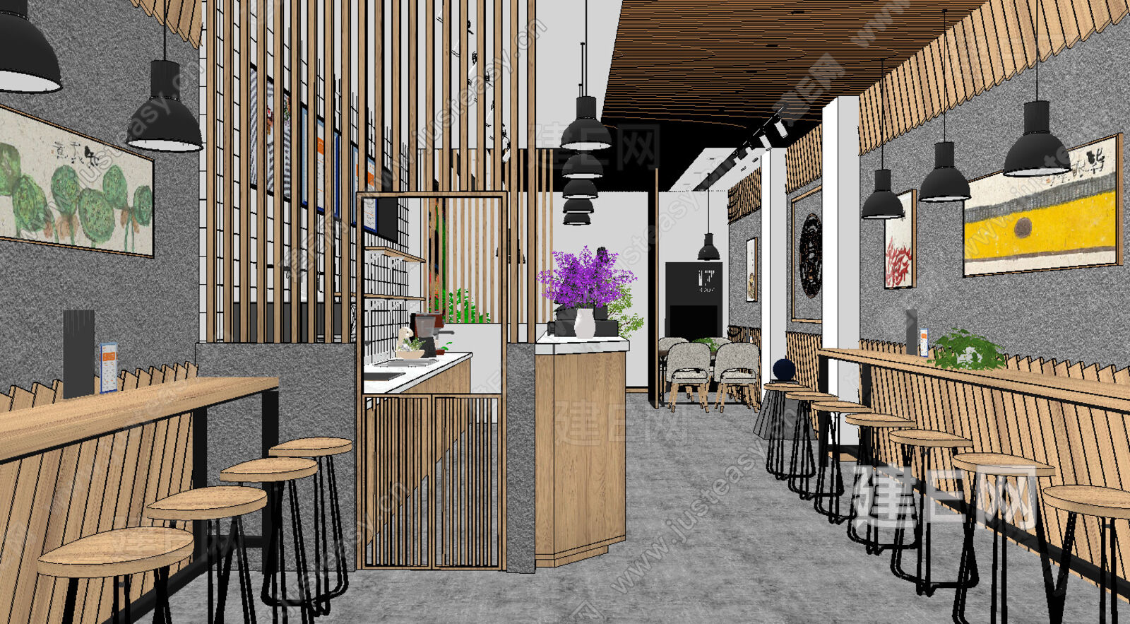 现代奶茶店 sketchup模型