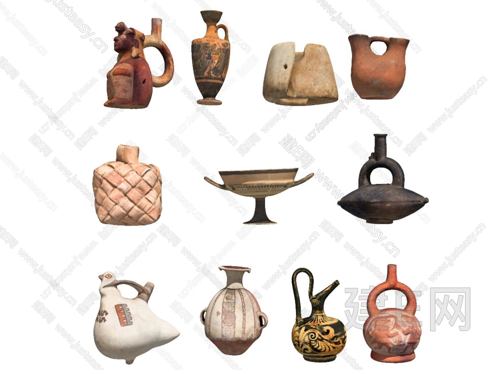 中式古代陶瓷器皿组合[模型id:127898]