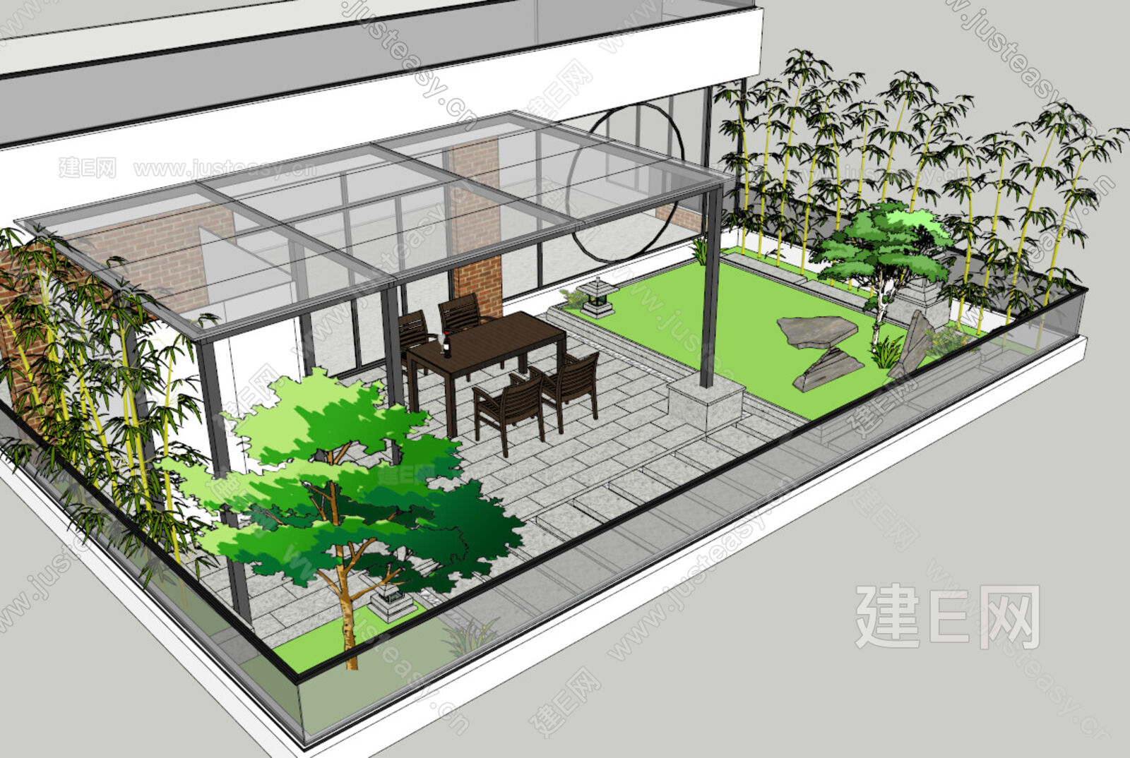 现代天台花园-sketchup模型_sketchup模型库_建e室内设计网!