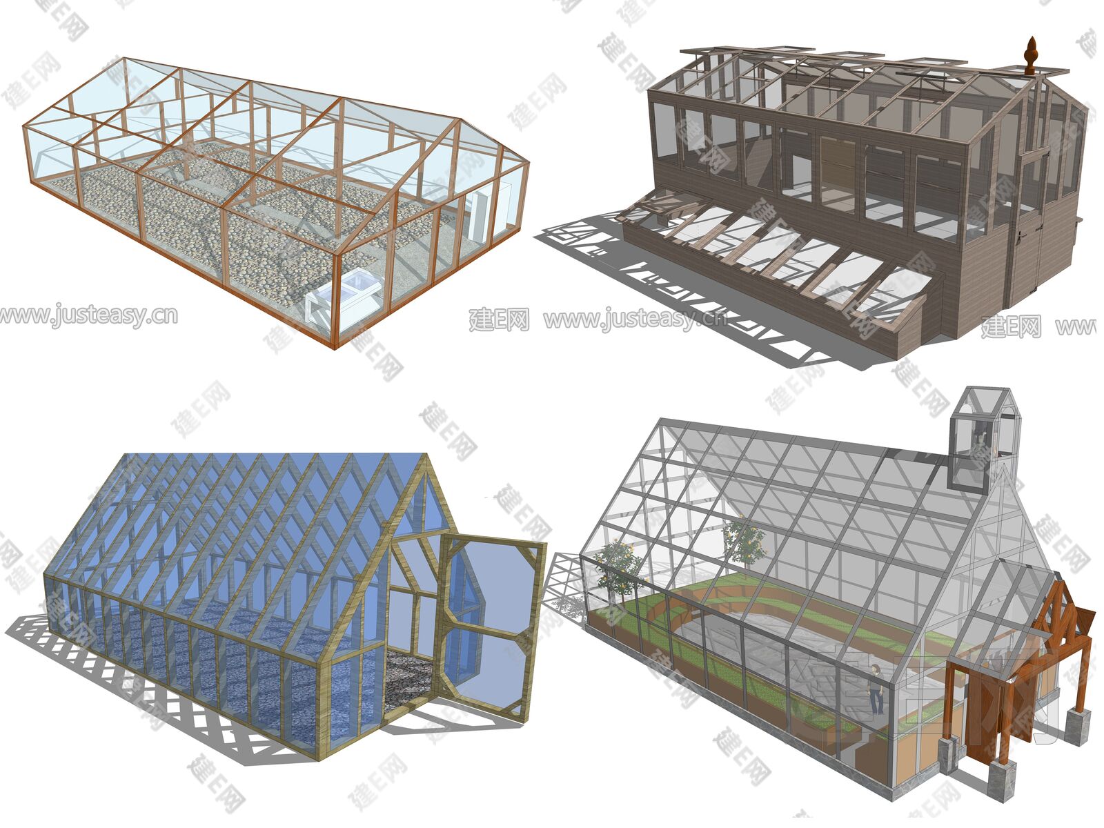 现代温室大棚组合sketchup模型