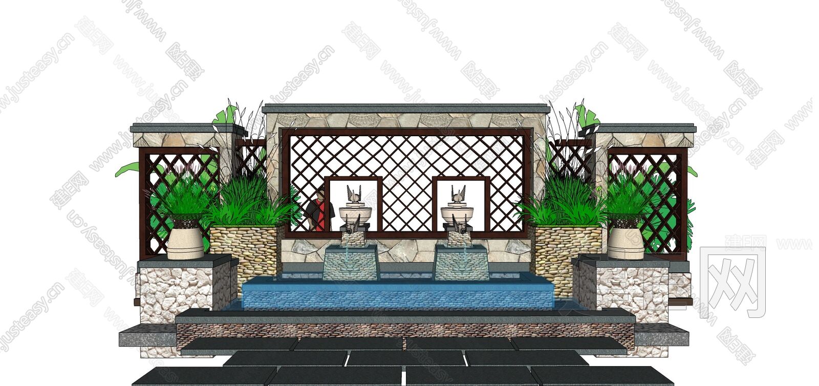 中式景观背景墙