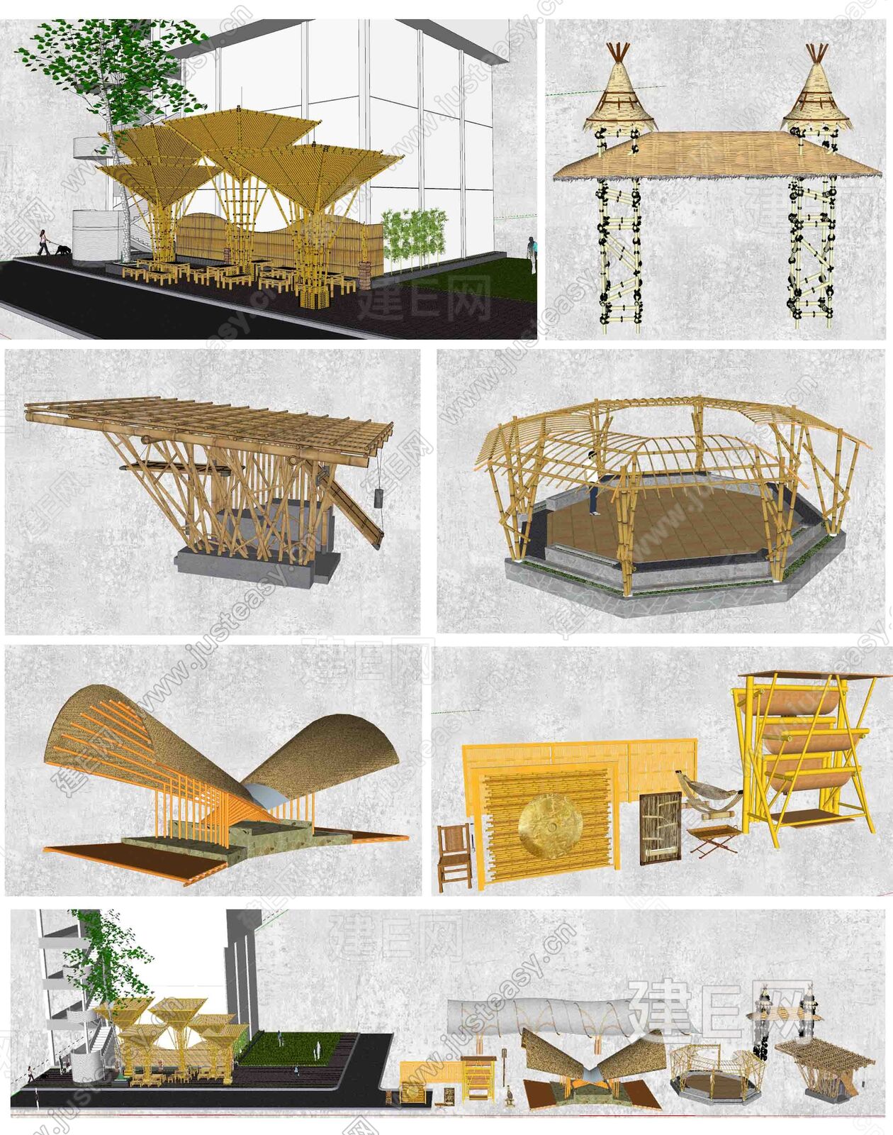 现代竹艺景观小品sketchup模型