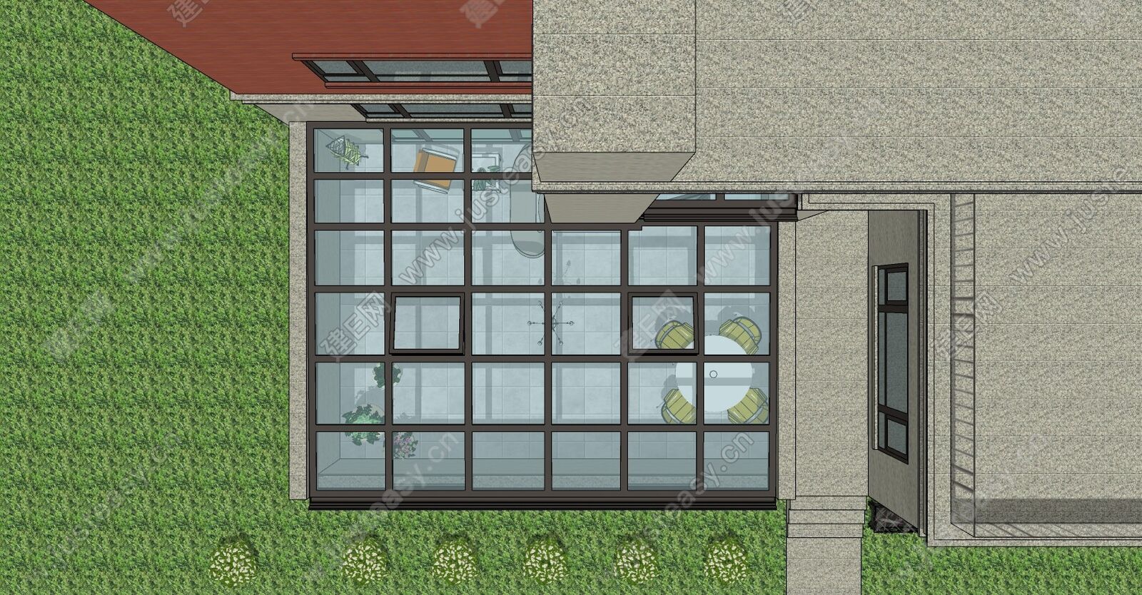 现代别墅玻璃采光井sketchup模型