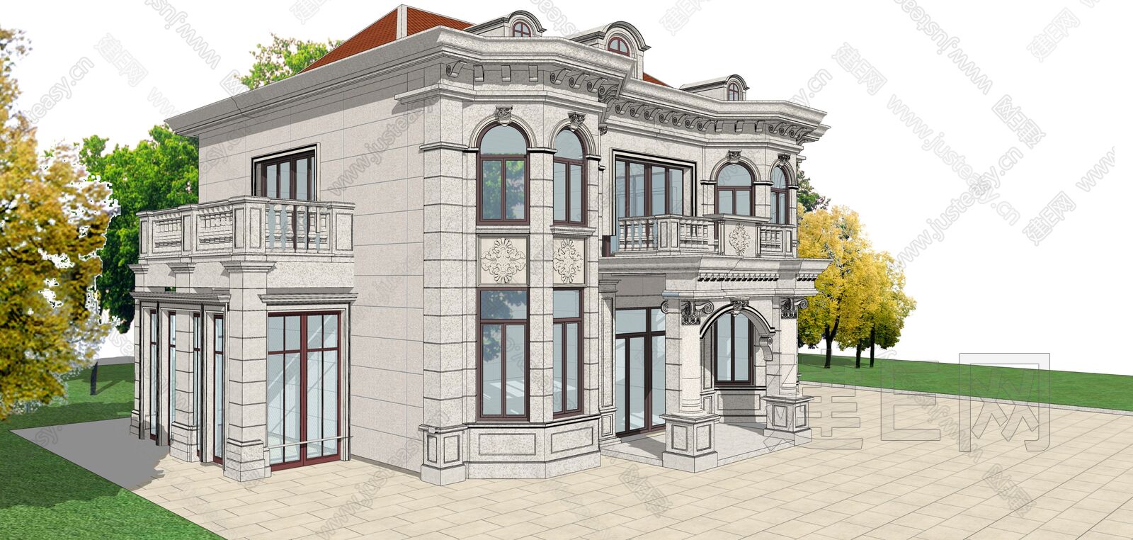 欧式别墅建筑sketchup模型