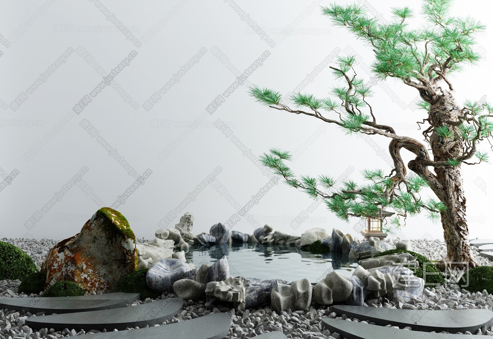 日式庭院流水景观小品[模型id:501987]