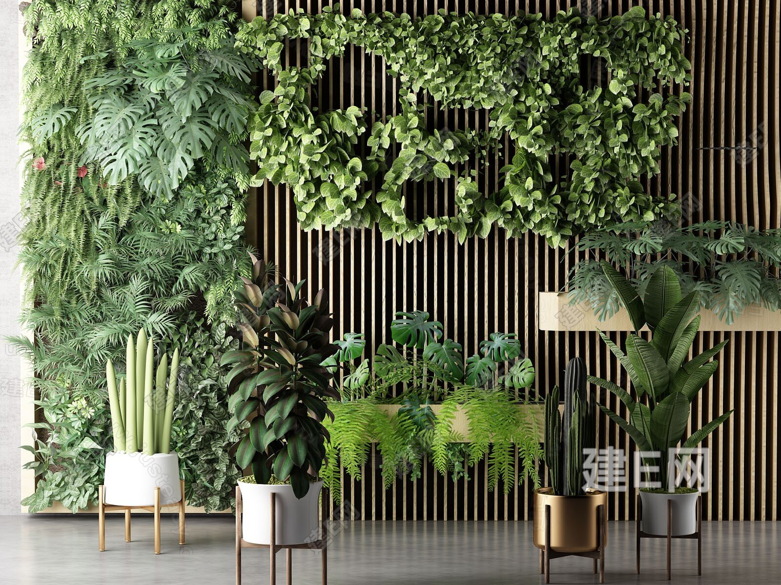 植物绿植墙组合3d模型