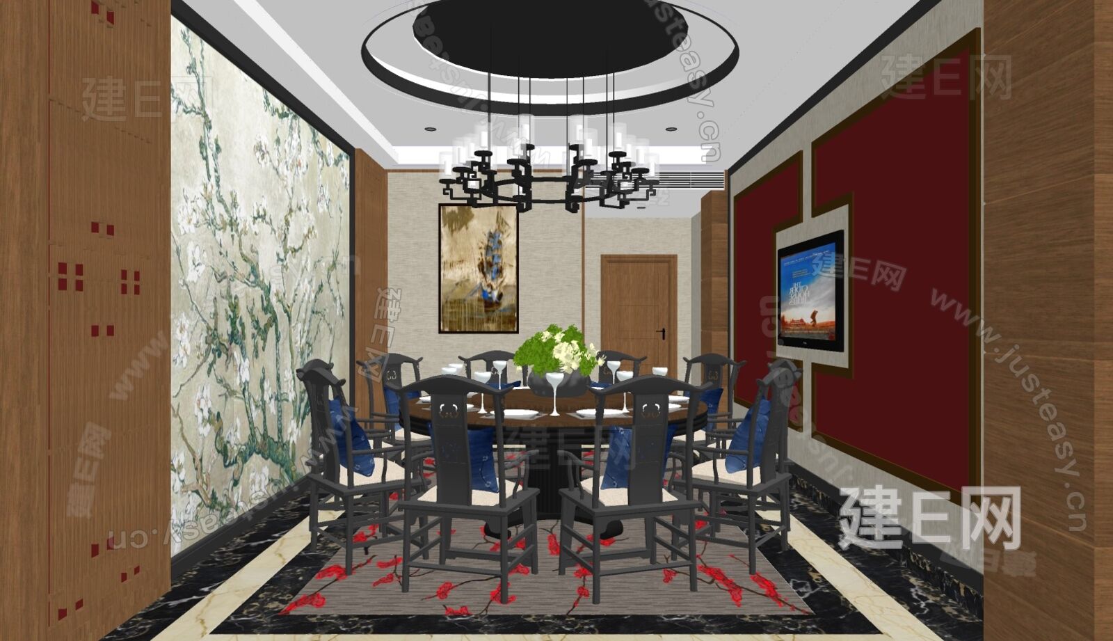 新中式酒店包间sketchup模型