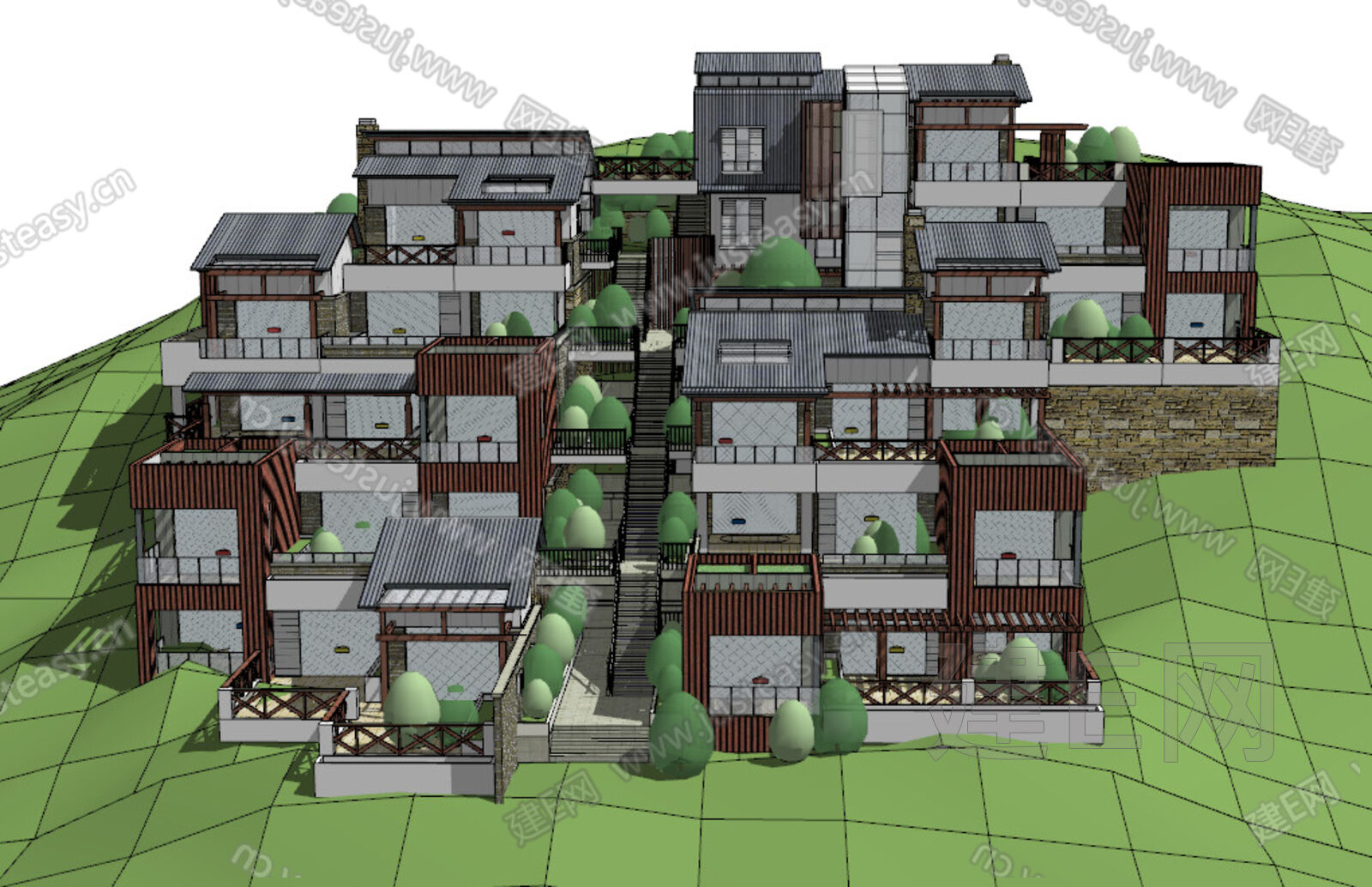 现代山地别墅sketchup模型