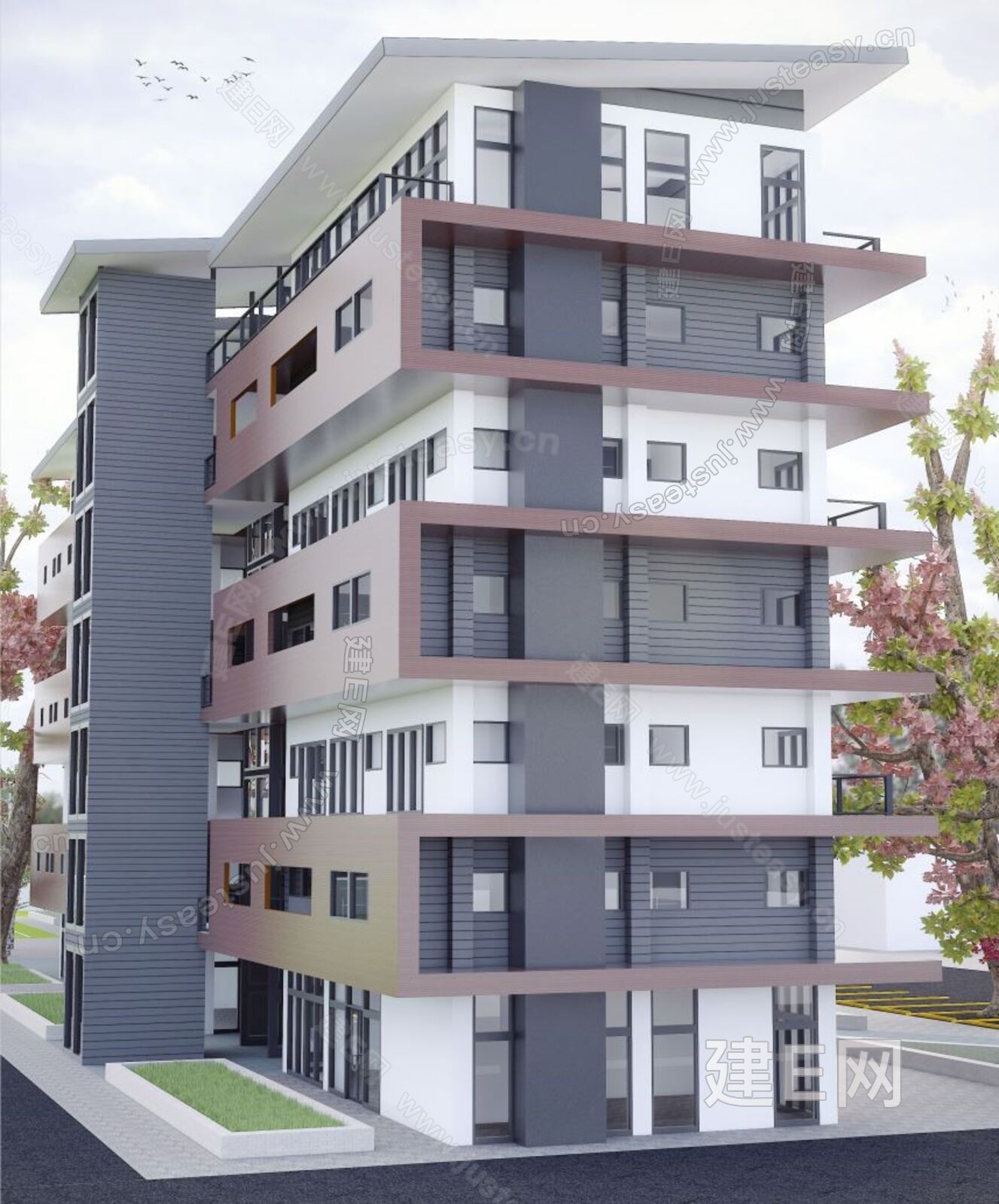 现代风格高层住宅公寓楼-sketchup模型_sketchup模型库_建e室内设计网