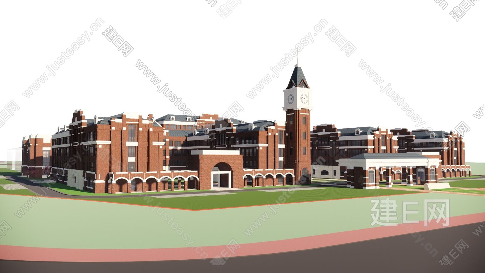 欧式学校校园建筑sketchup模型