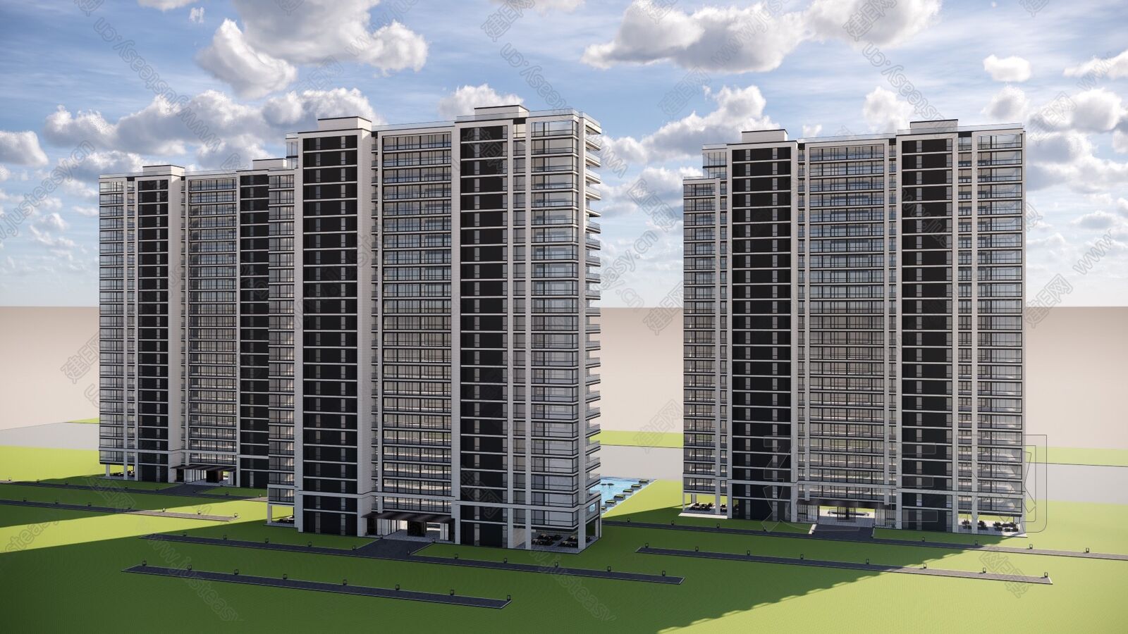 现代住宅高层建筑sketchup模型