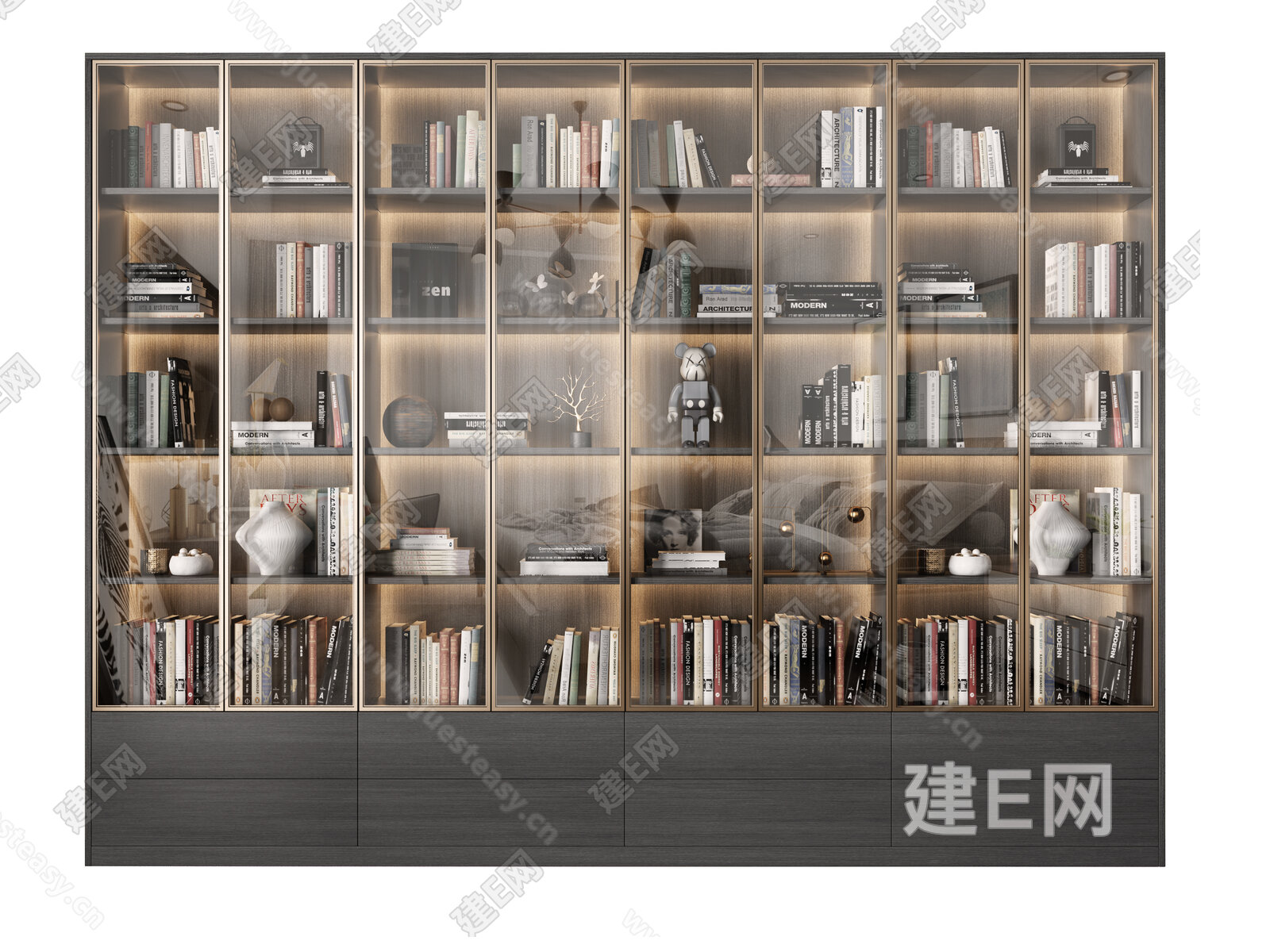 现代轻奢书柜3d模型下载