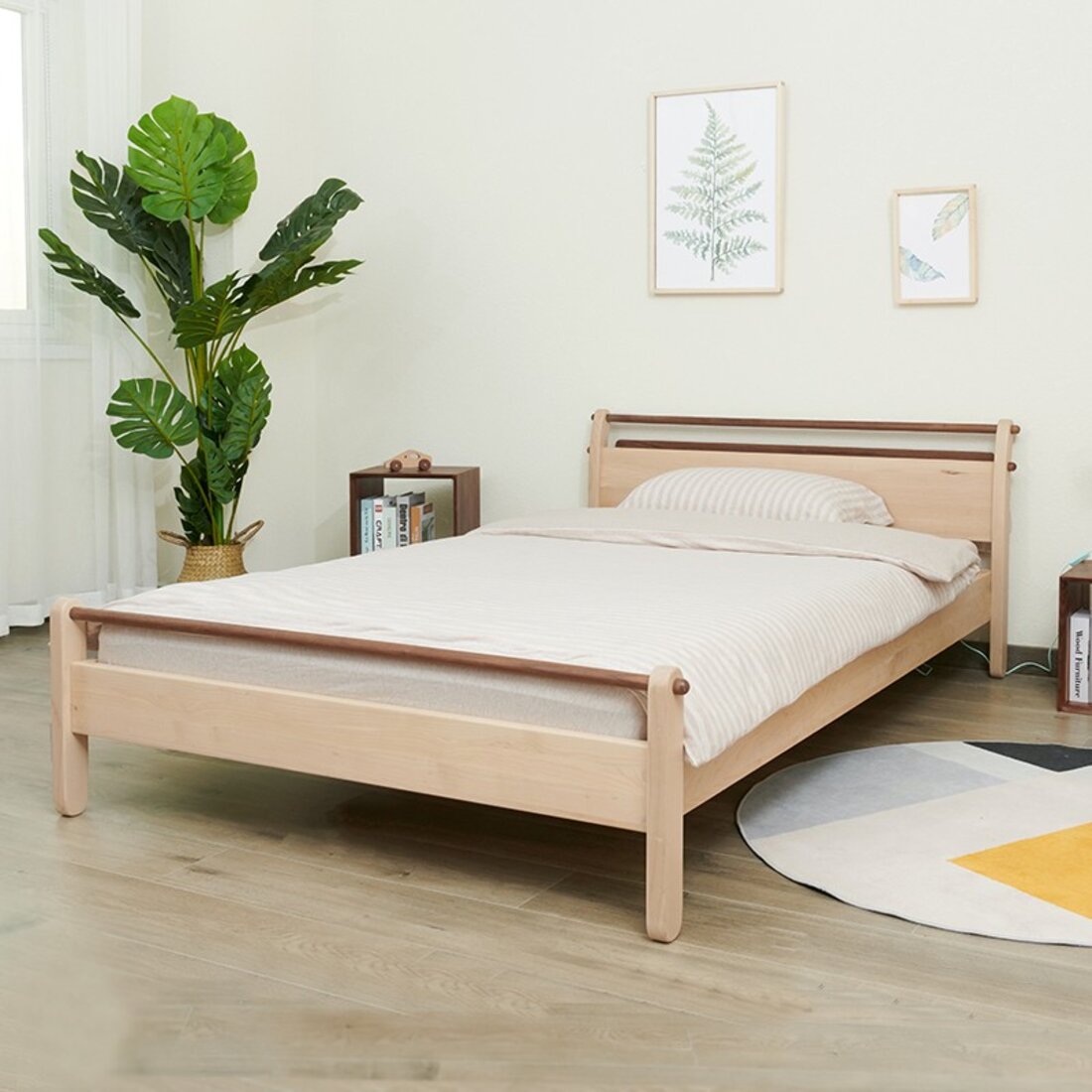 米儿童床小户型原创家具简约1.35米1.2上形孩在圆饼干床无床侧_上形 孩在_正800