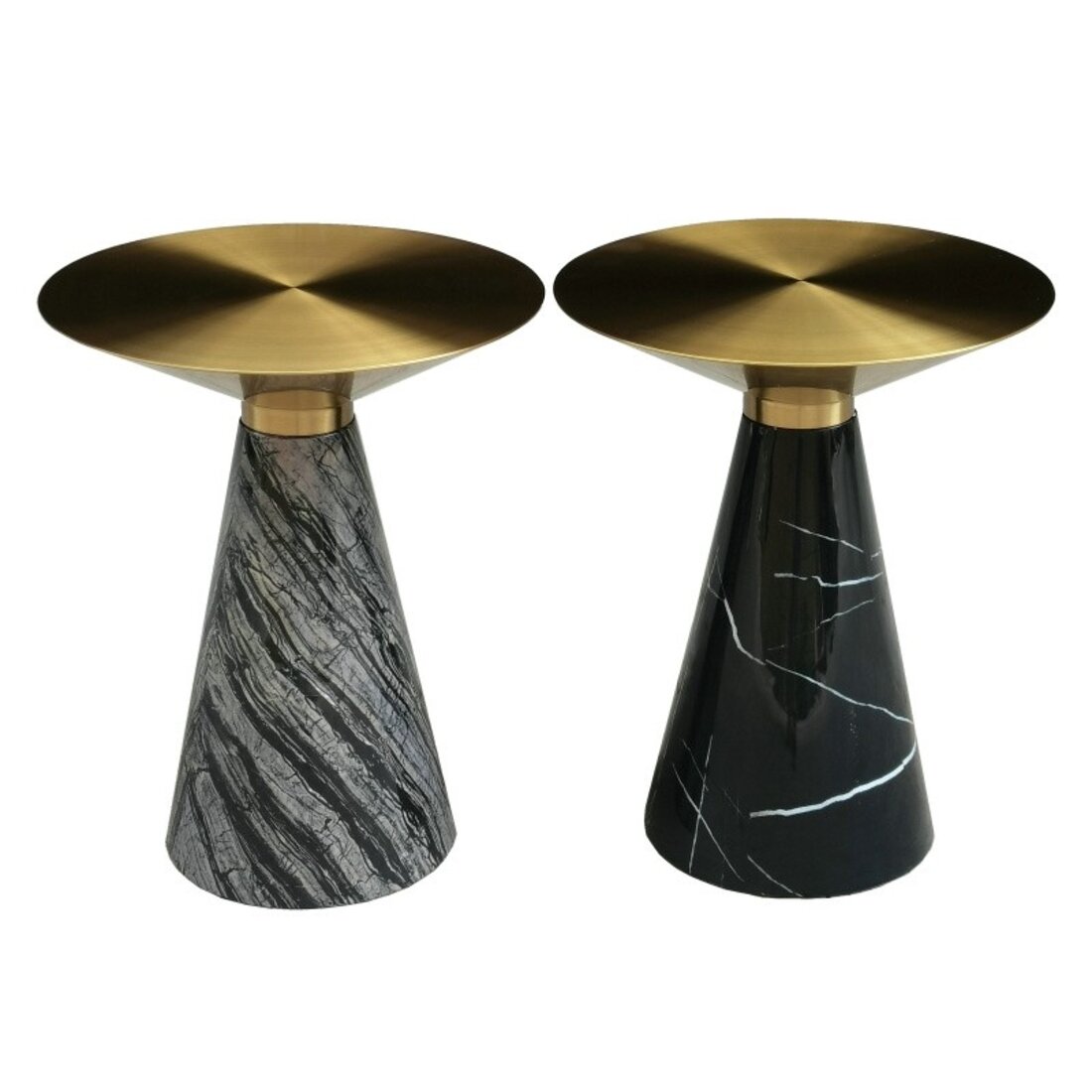 亭苑 现代简约黄铜色锥形沙发边几咖啡桌