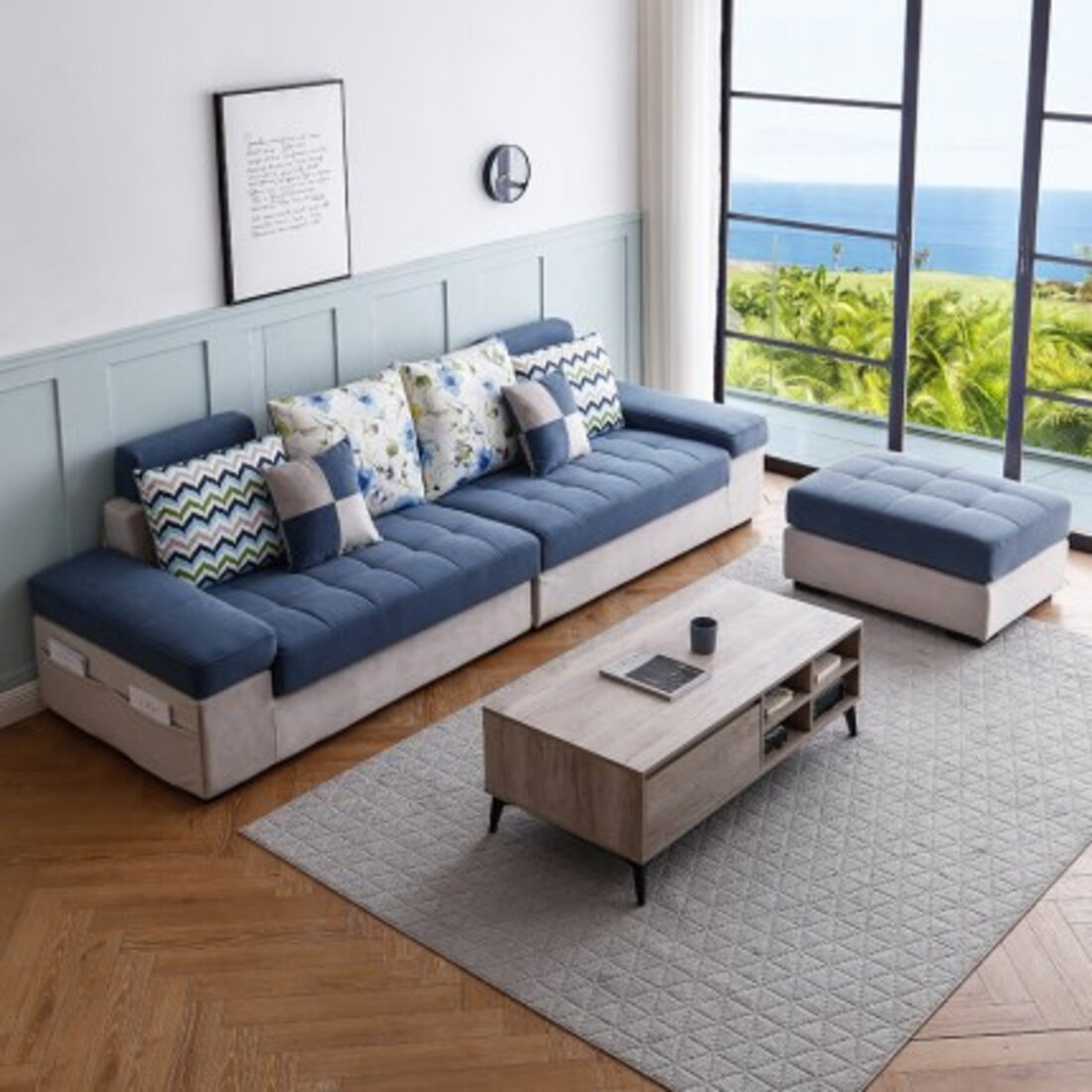 意大利Bonaldo品牌 现代浅蓝色布艺沙发组合3d模型-免费3dmax模型库-欧模网