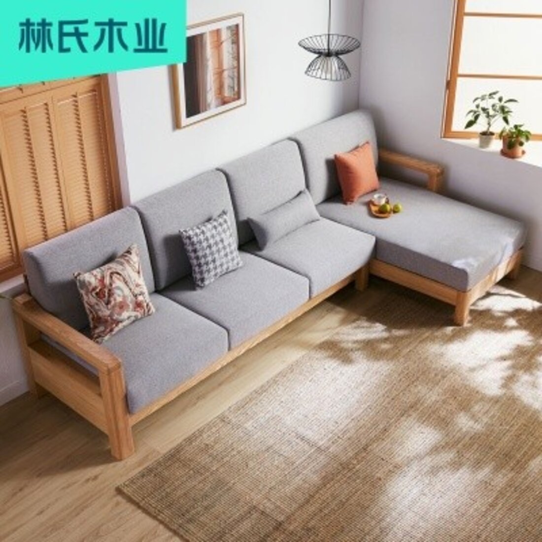 别墅客厅暖色调实木沙发效果图 – 设计本装修效果图