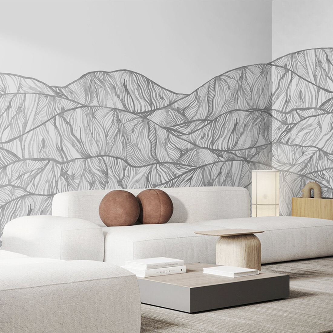 墙酷简约现代黑白条纹客厅卧室背景壁画